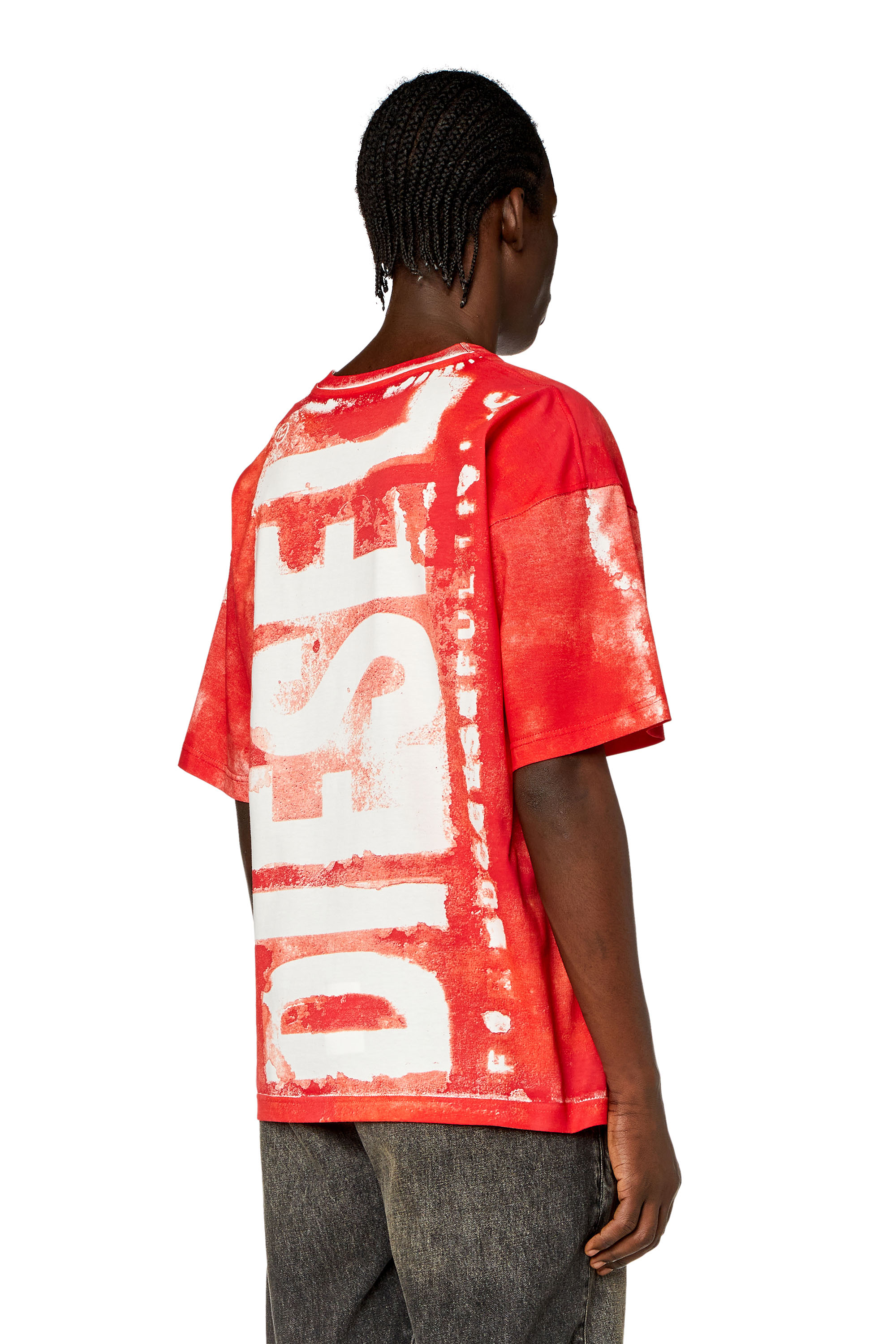 Diesel - T-BOXT-BISC, Man's T-shirt with maxi bleeding logos in Red - 3