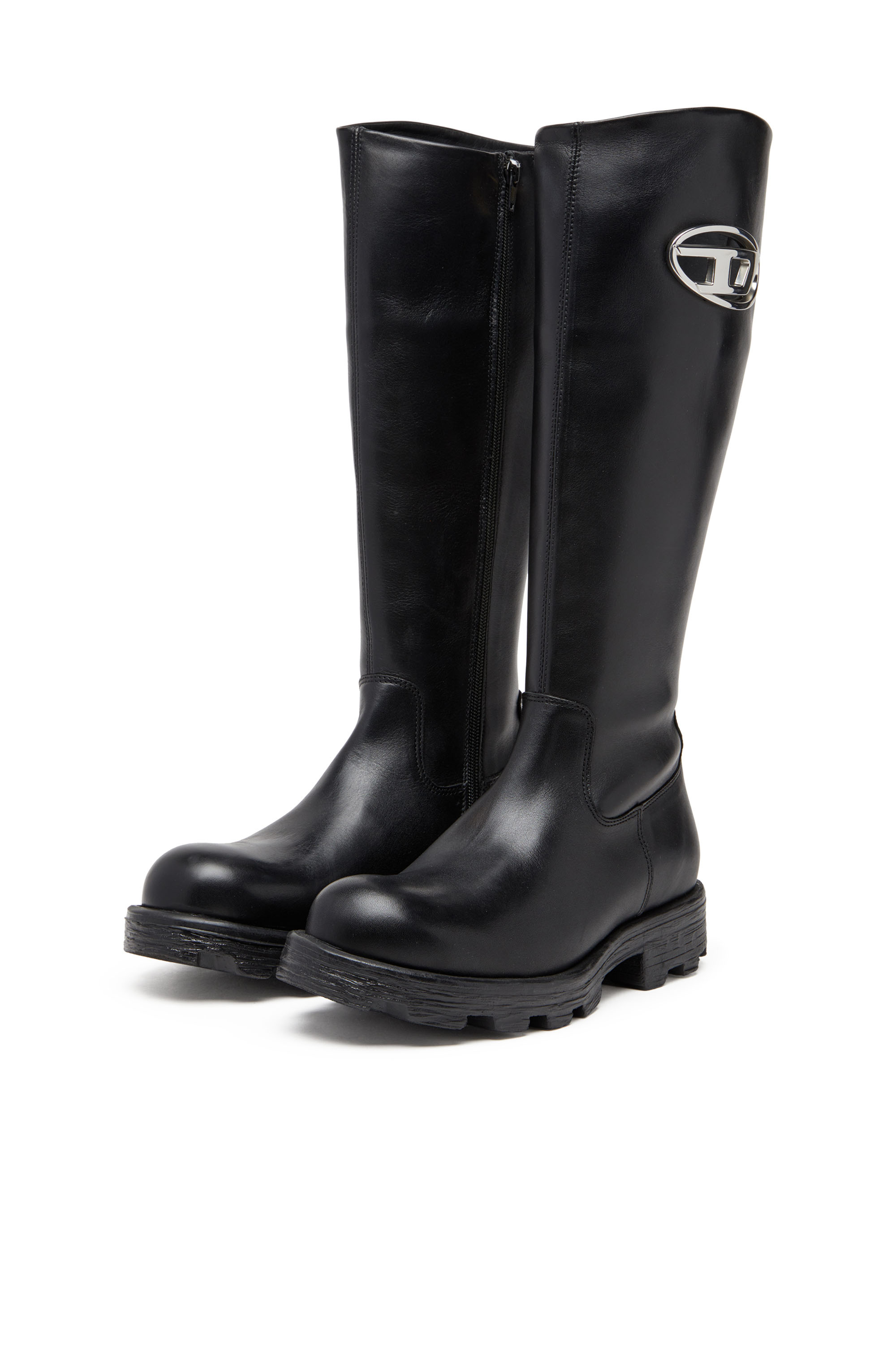 Diesel - D-HAMMER HB D W, Damen D-Hammer-Kniehohe Stiefel aus Leder in Schwarz - 8