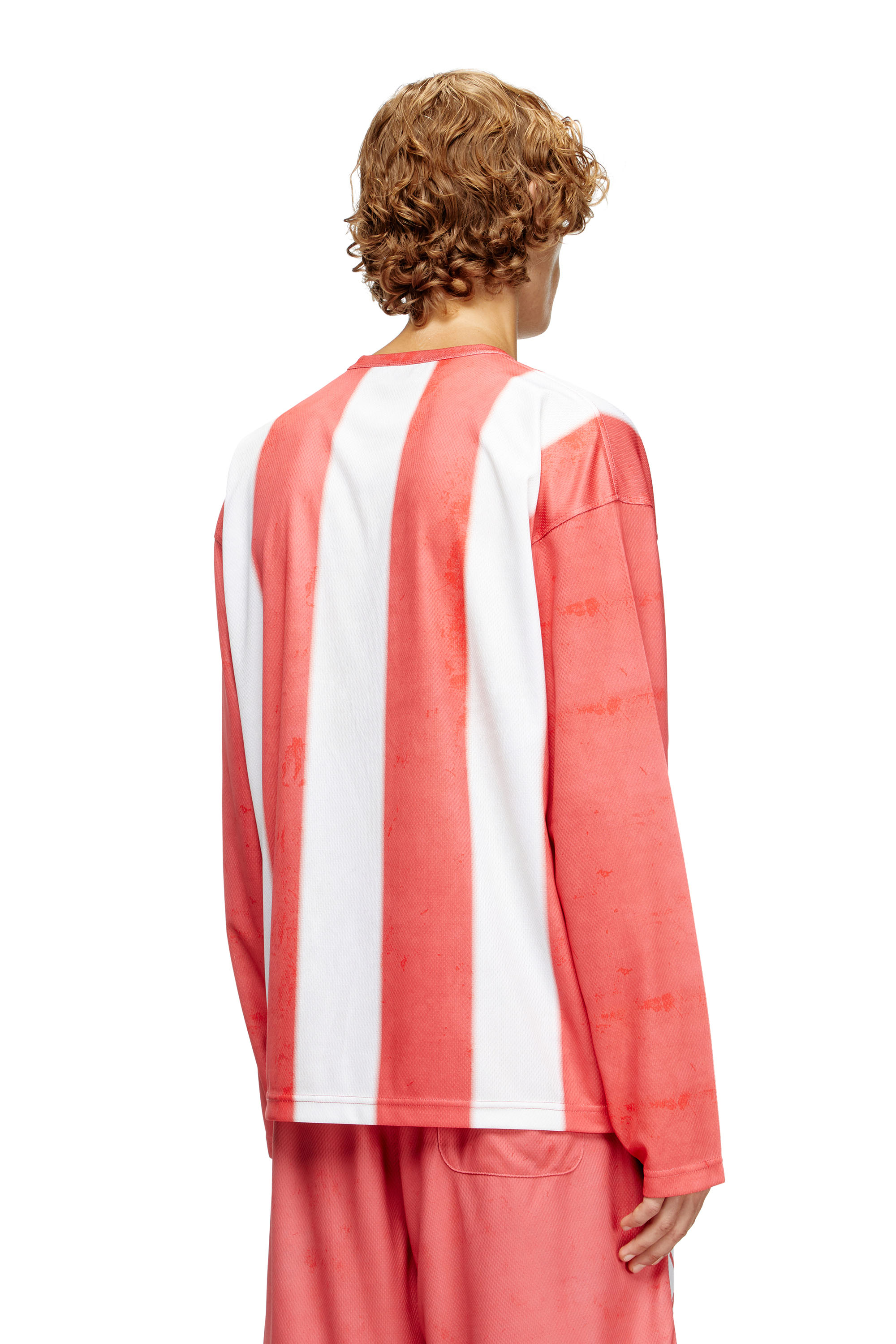 Diesel - T-RUBY, Herren Gestreifte Langarm-T-Shirt mit Foto-Patches in Rot/Weiss - 4