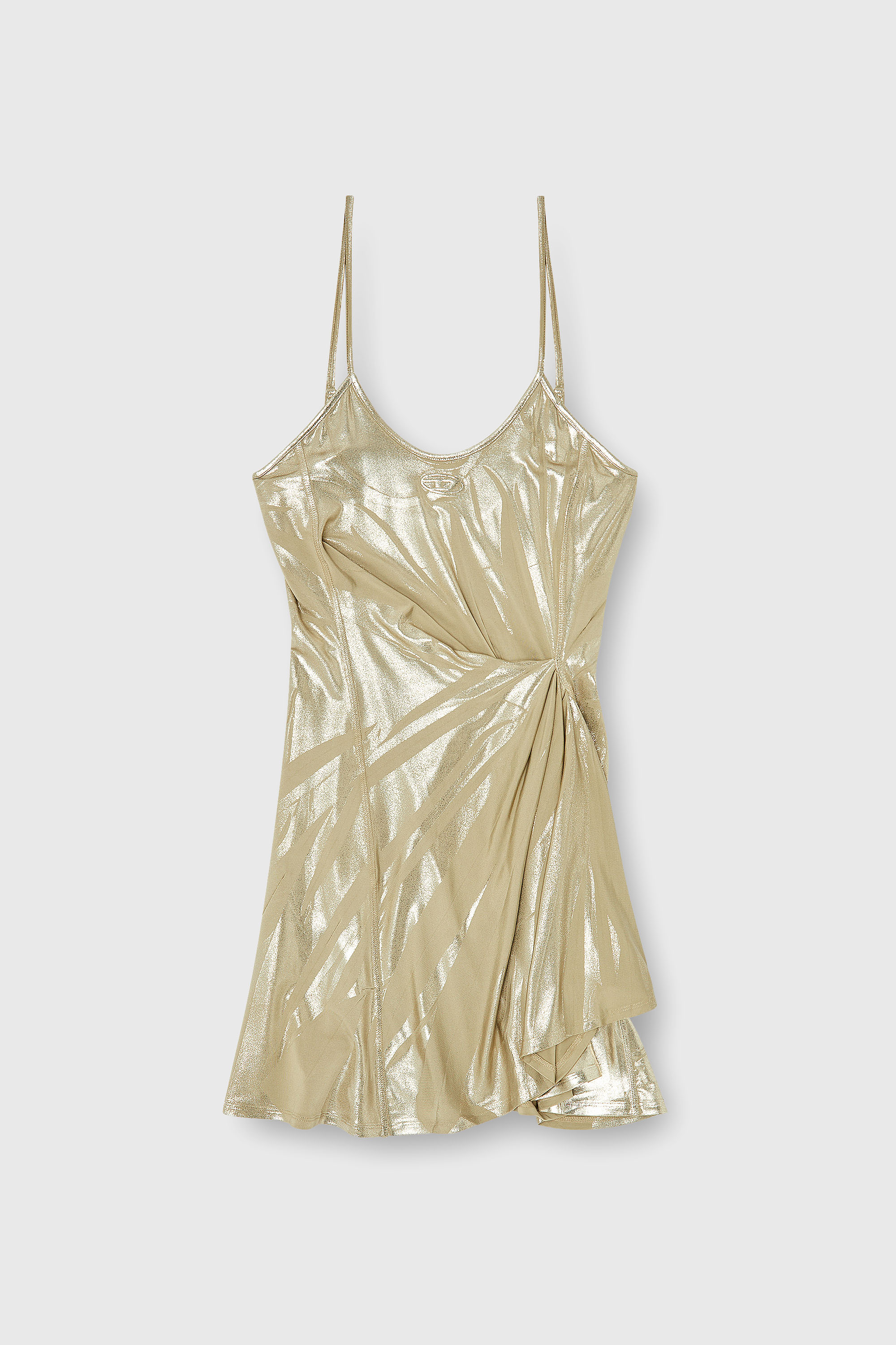 Diesel - D-INVY, Damen Stretch-jersey-Minikleid mit Metallic-Finish in Gold - 2