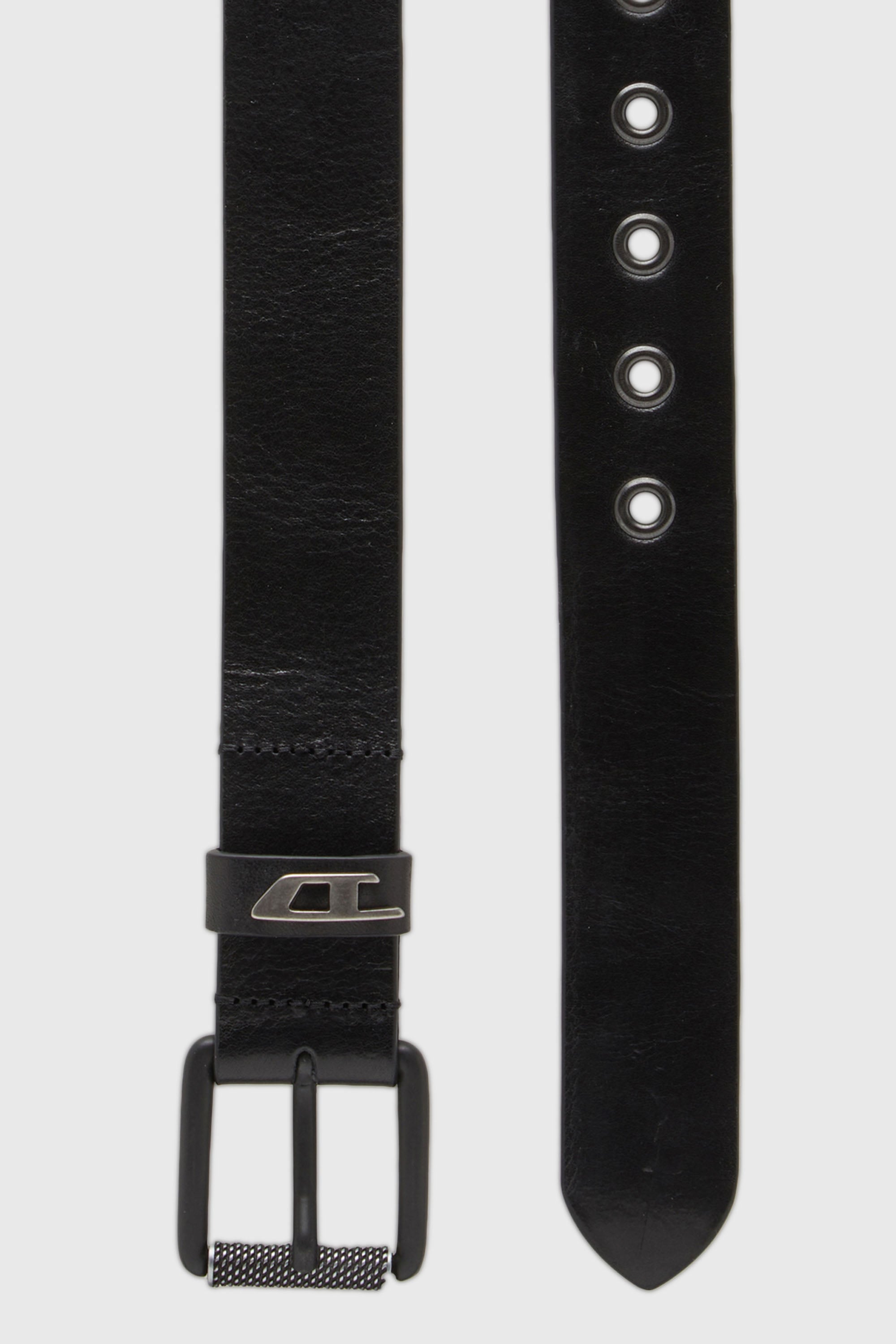 Diesel - B-DAVE II, Herren 3.5cm G&uuml;rtel aus gl&auml;nzendem Leder mit Logo-Schlaufe in Schwarz - 2
