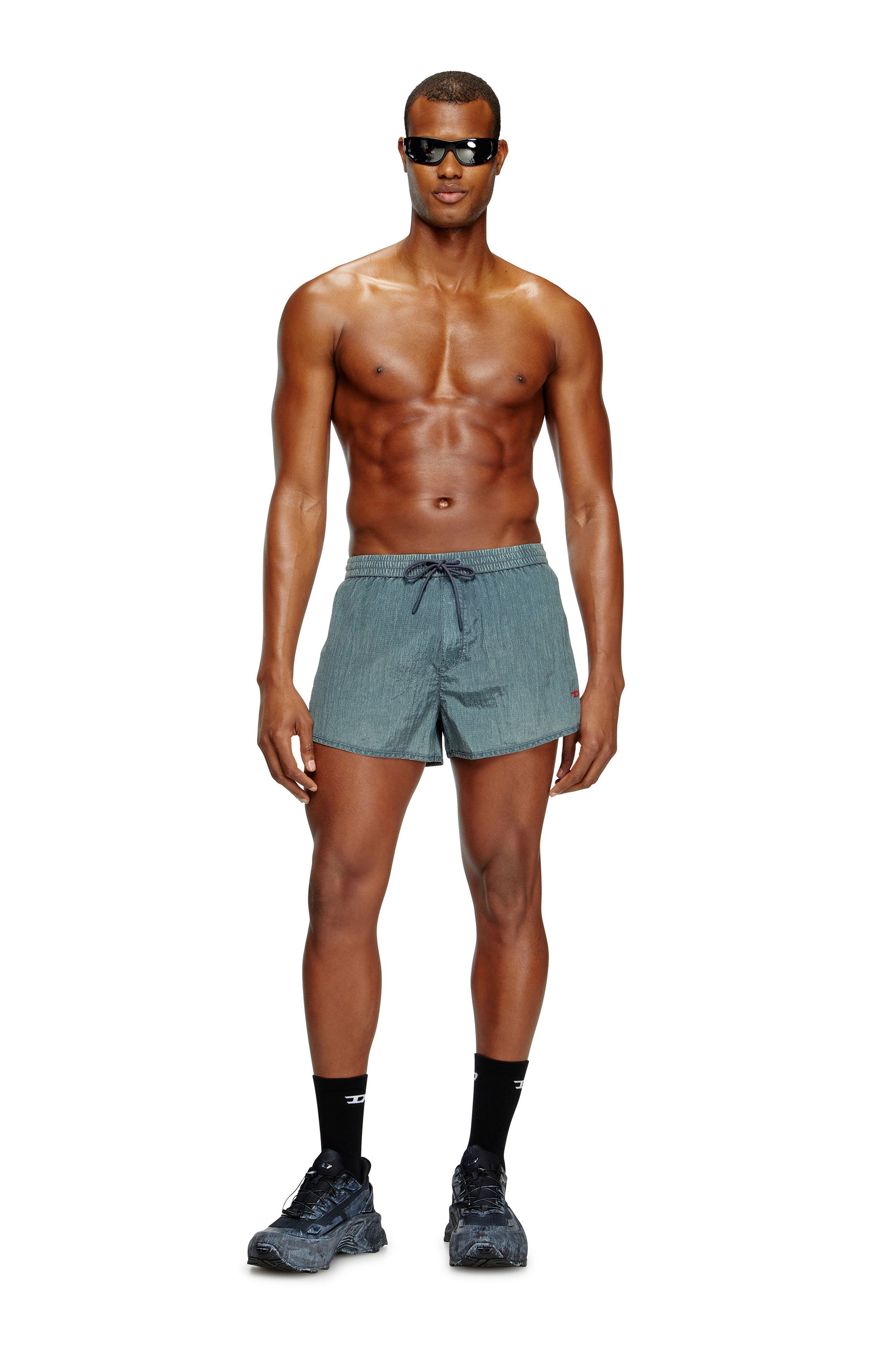 Diesel - OLIVER-30-D-POP, Herren Badeshorts aus behandeltem Ripstop in Grau - 1