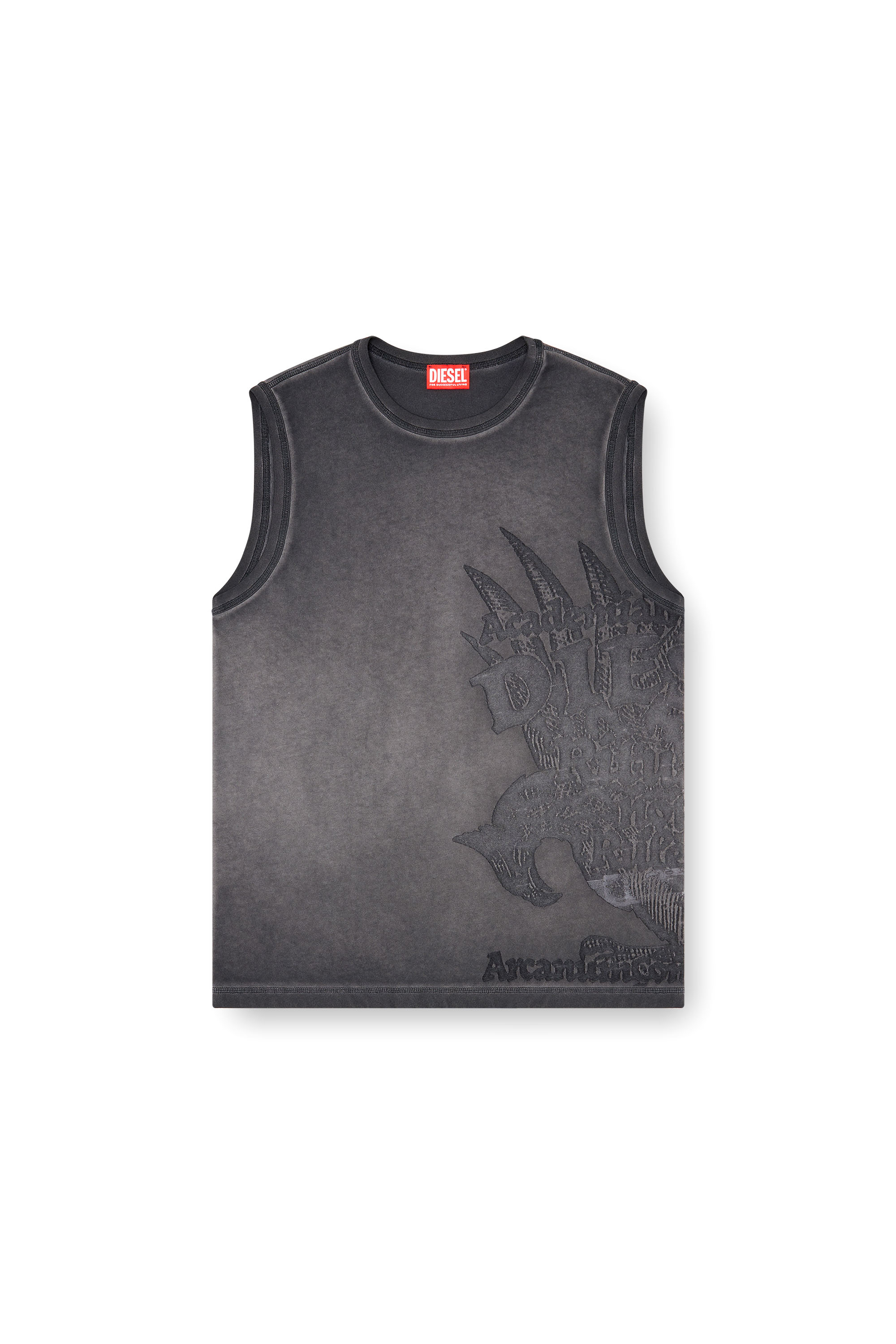 Diesel - T-RAWBISCO, Herren &Auml;rmelloses Jersey-Top mit gepr&auml;gten Grafiken in null - 3