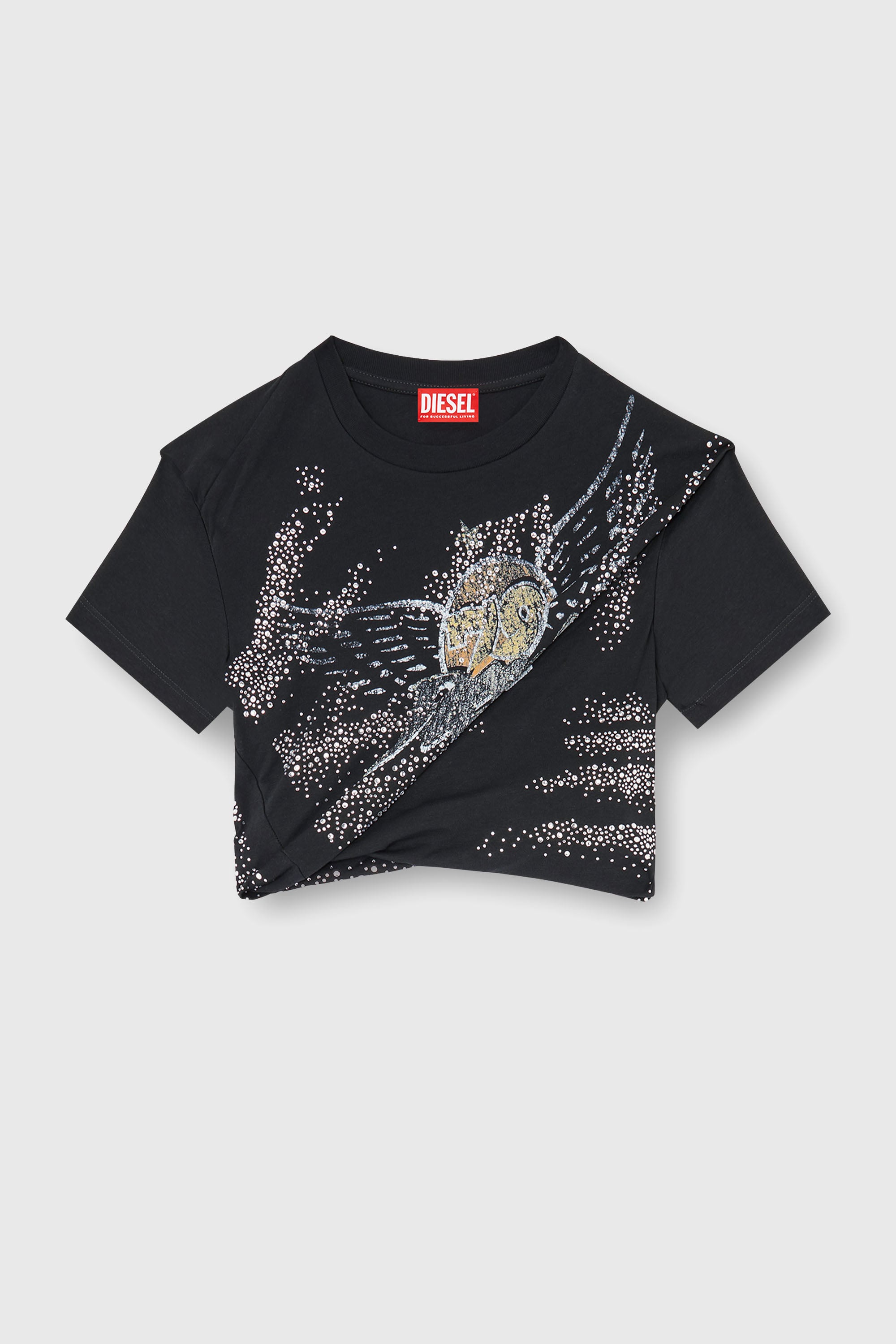 Diesel - T-WINCY, Damen Gerafftes T-Shirt aus doppellagigem Jersey in null - 2