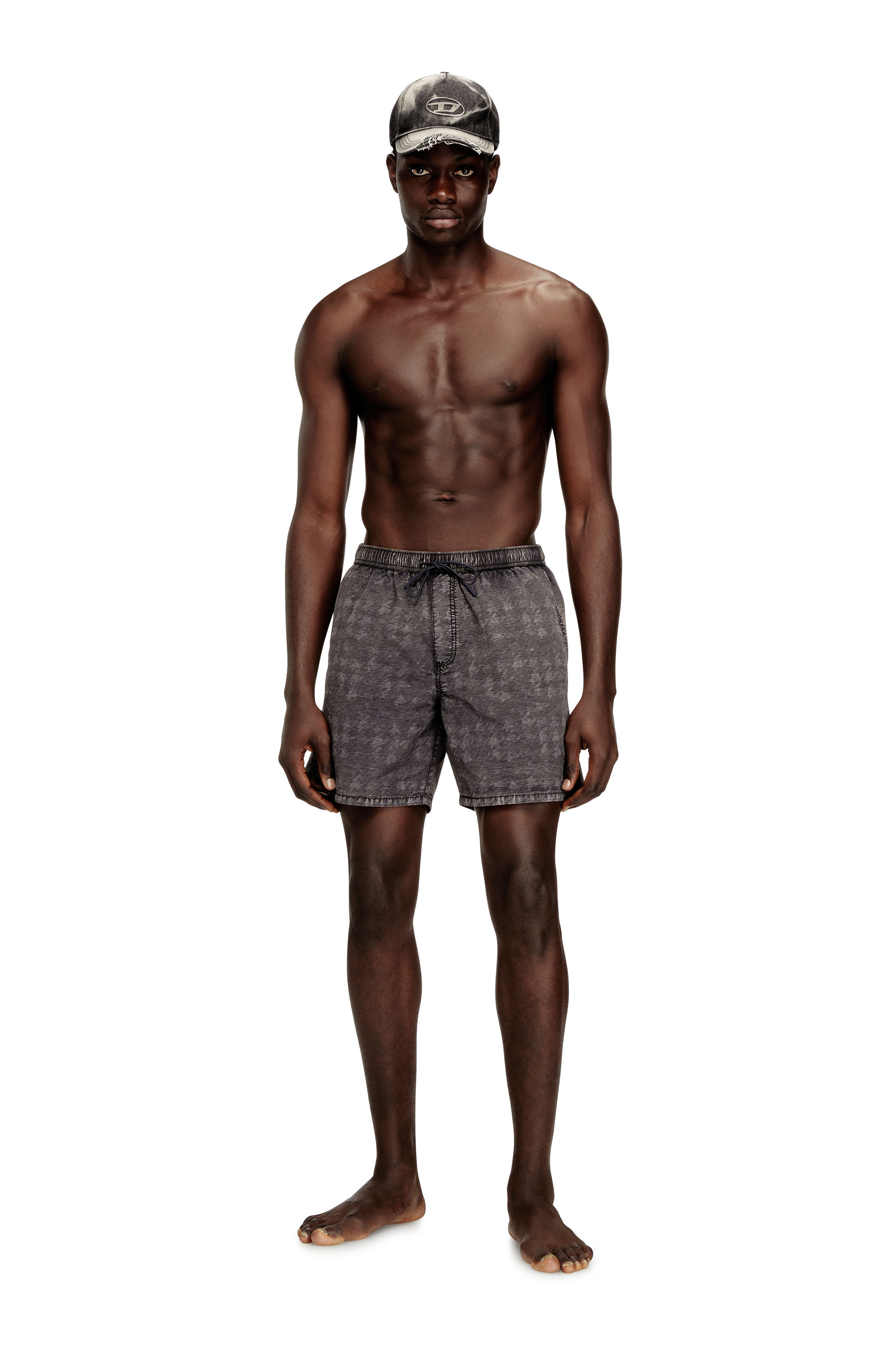Diesel - CONOR-43-DNM, Herren Badeshorts mit verblasstem Hahnentrittmuster in null - 1