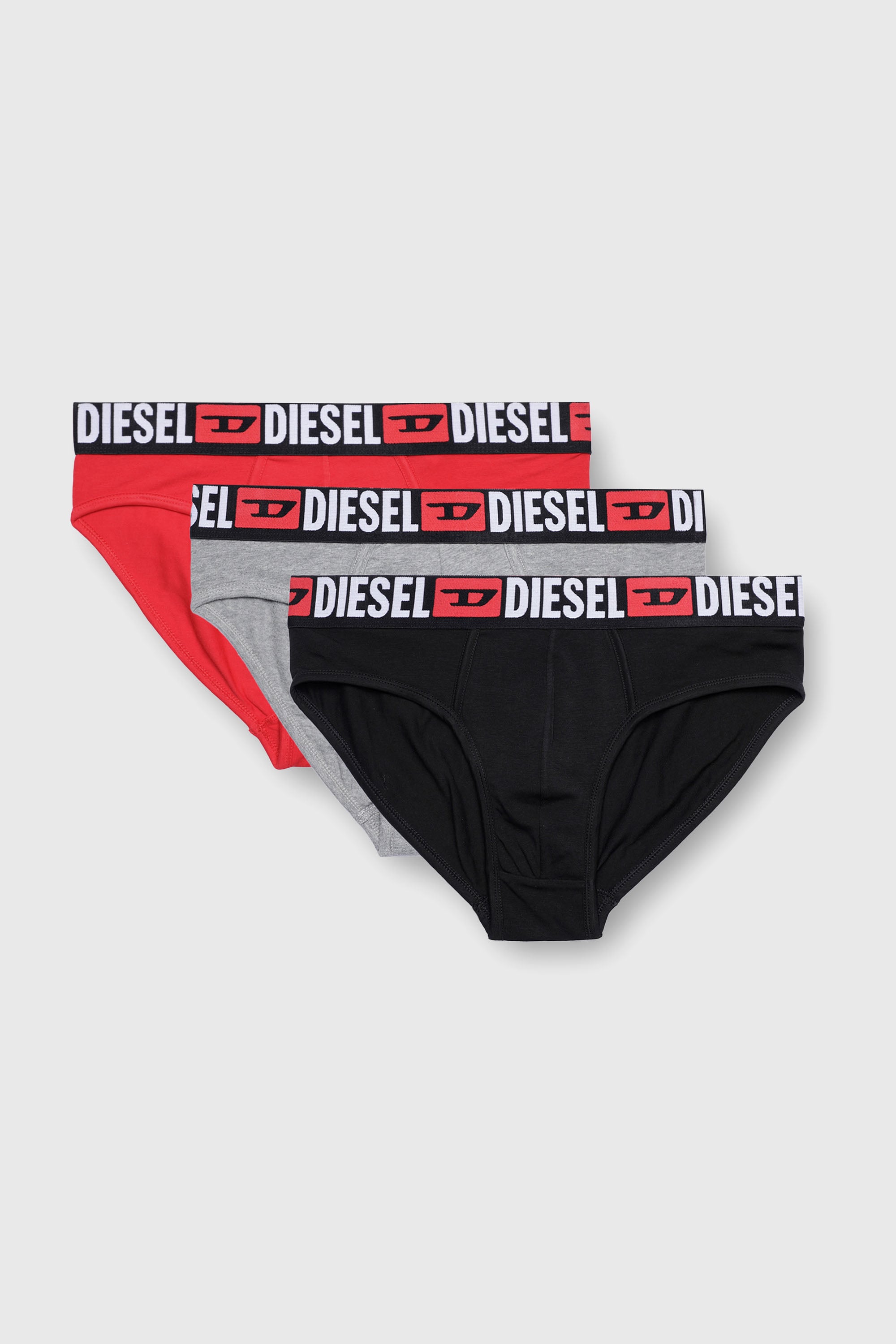 Diesel - UMBR-ANDRETHREEPACK, Herren Einfarbige Briefs im Dreierpack in Schwarz/Grau - 1