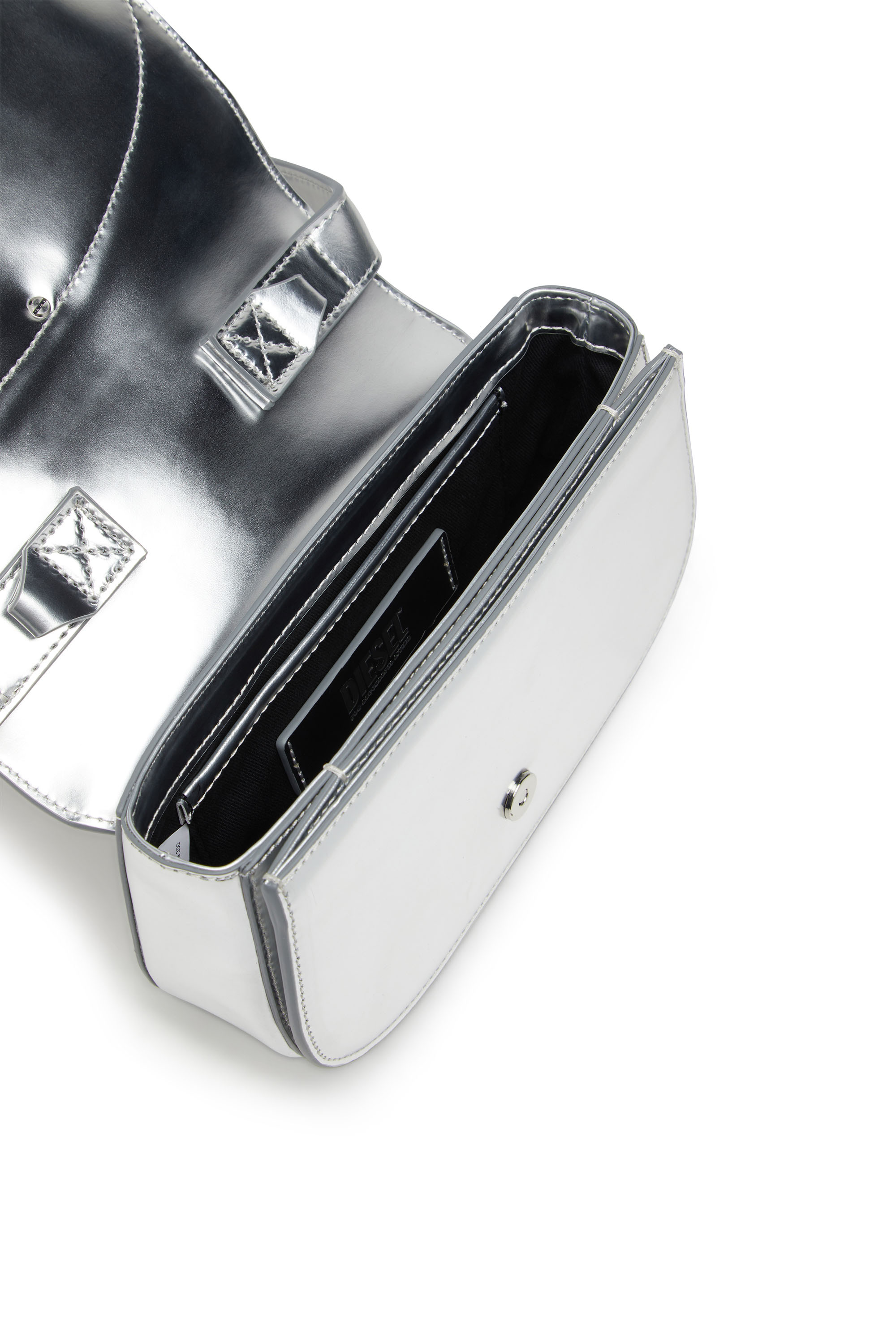 Diesel - 1DR, Damen 1DR-Ikonische Schultertasche aus Spiegel-Leder in Silber - 3