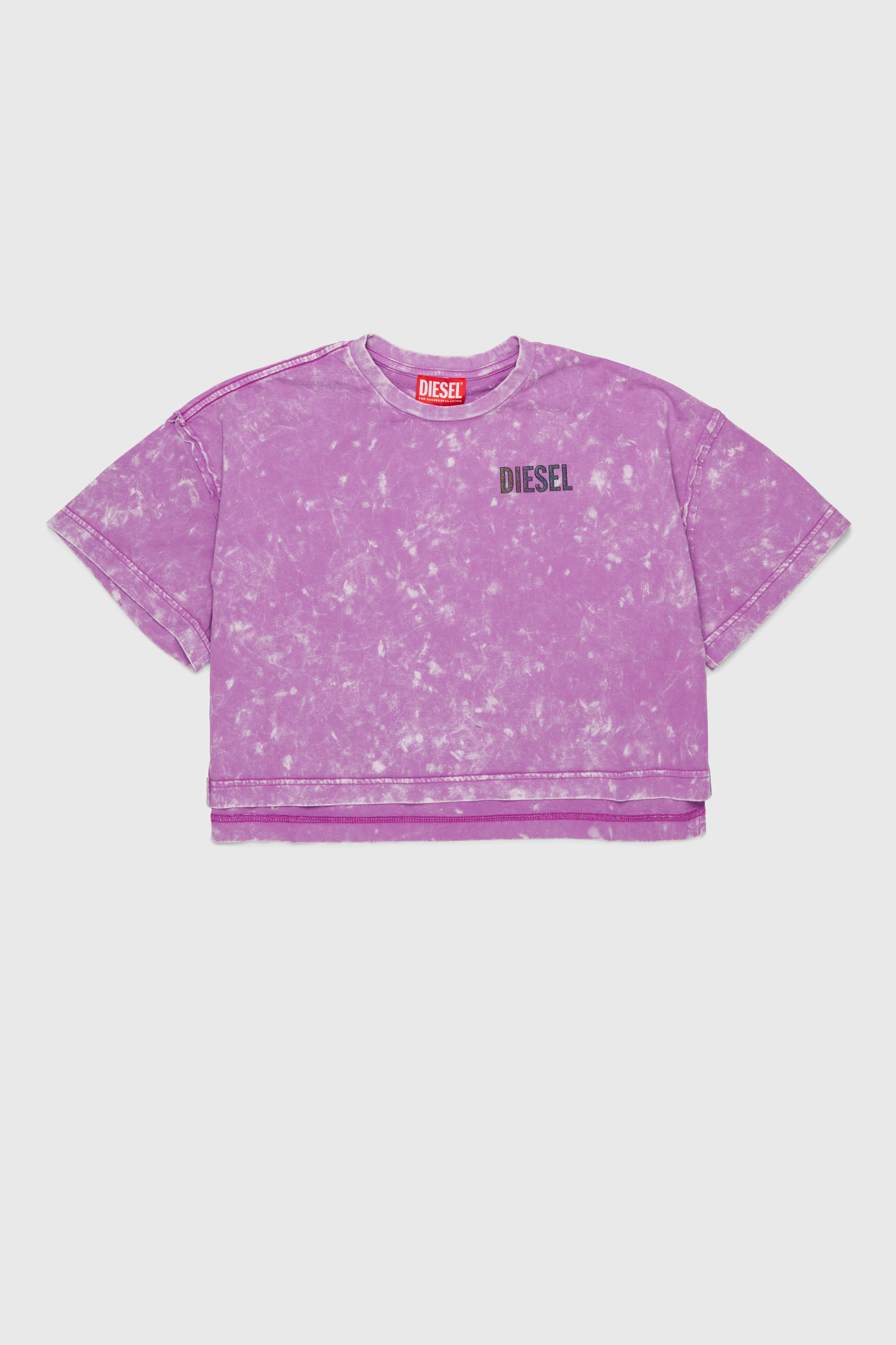 Diesel - TLOXY, Damen Kurz geschnittenes T-Shirt mit Tie-Dye-Effekt in Violett - 1