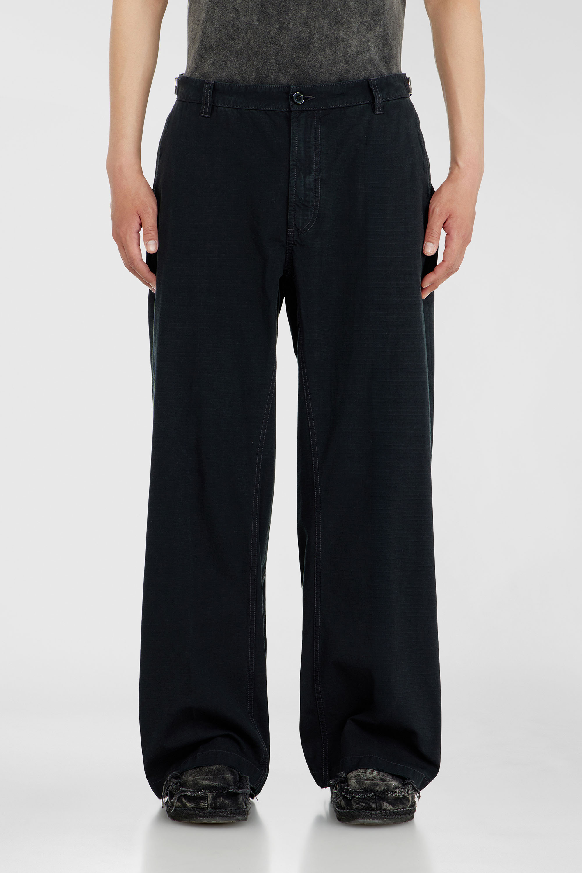 Diesel - P-BALL, Herren Baumwoll-Ripstop-Hose mit seitlichen Schnallen in Schwarz - 3