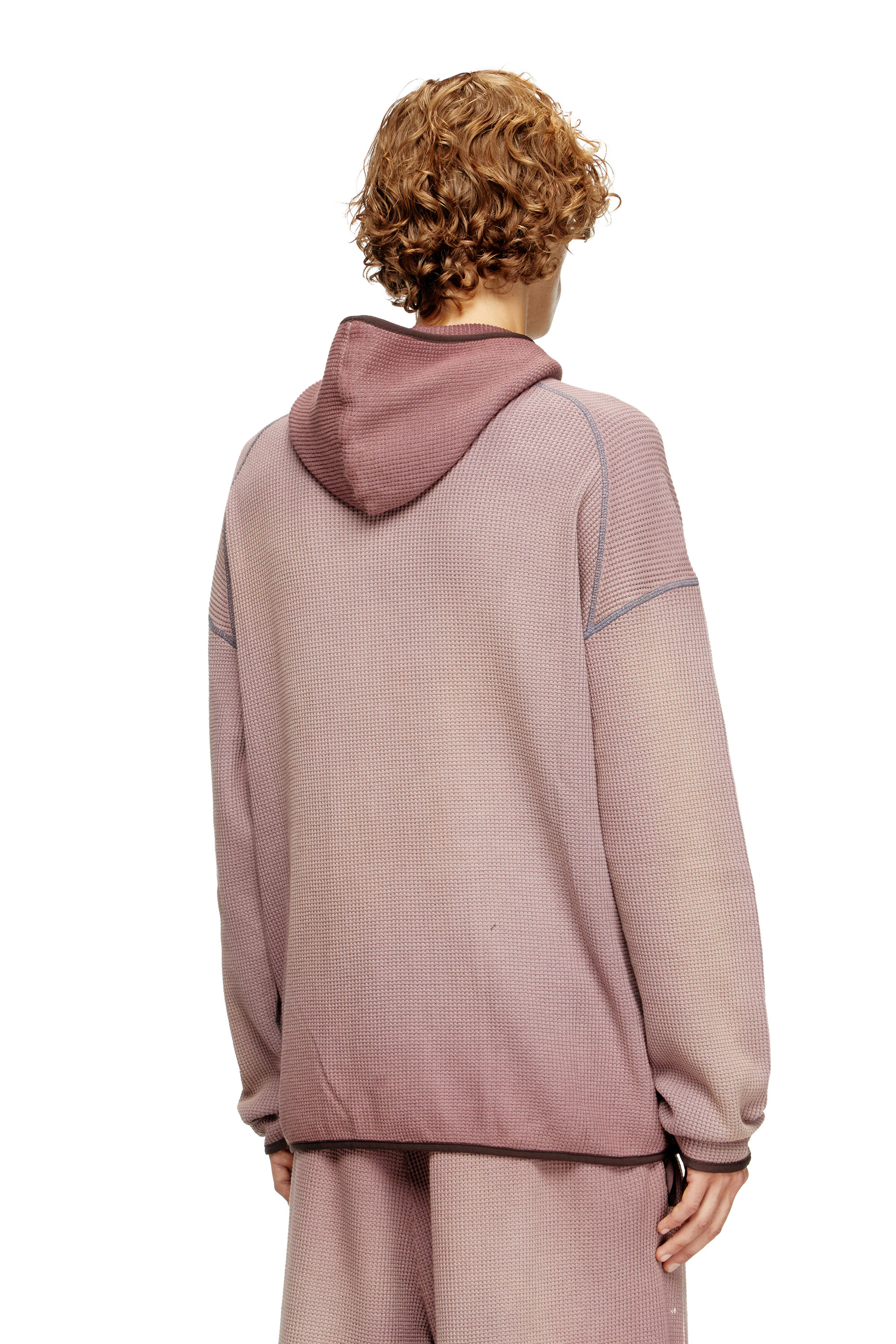 Diesel - S-WAF-HOOD-NEW, Herren Verblasster Waffel-Kapuzenpullover mit Grafik-Print in Violett - 4