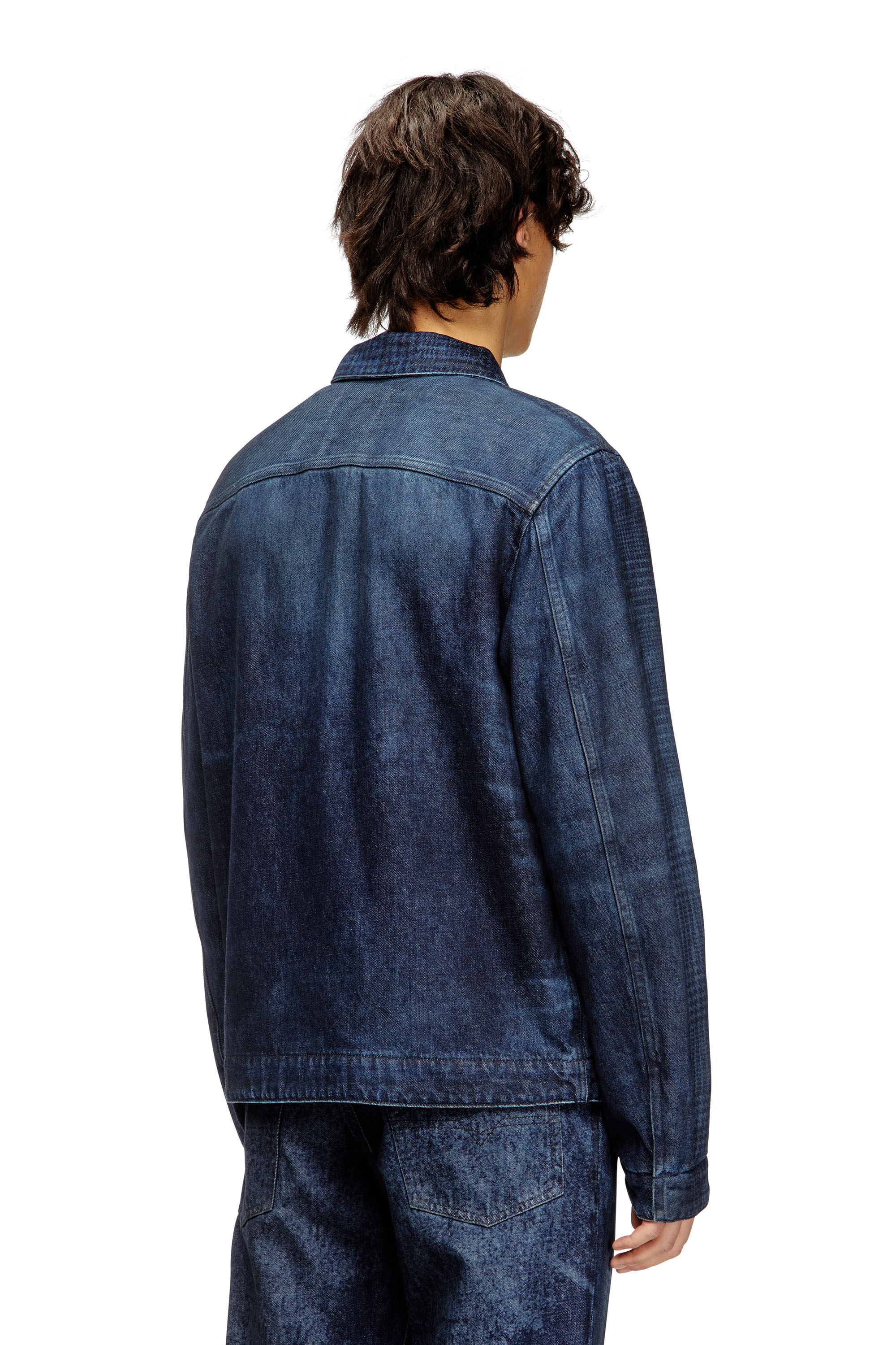 Diesel - D-ROHEEN-S, Herren Jacke aus Prince-of-Wales-Denim in Blau - 4