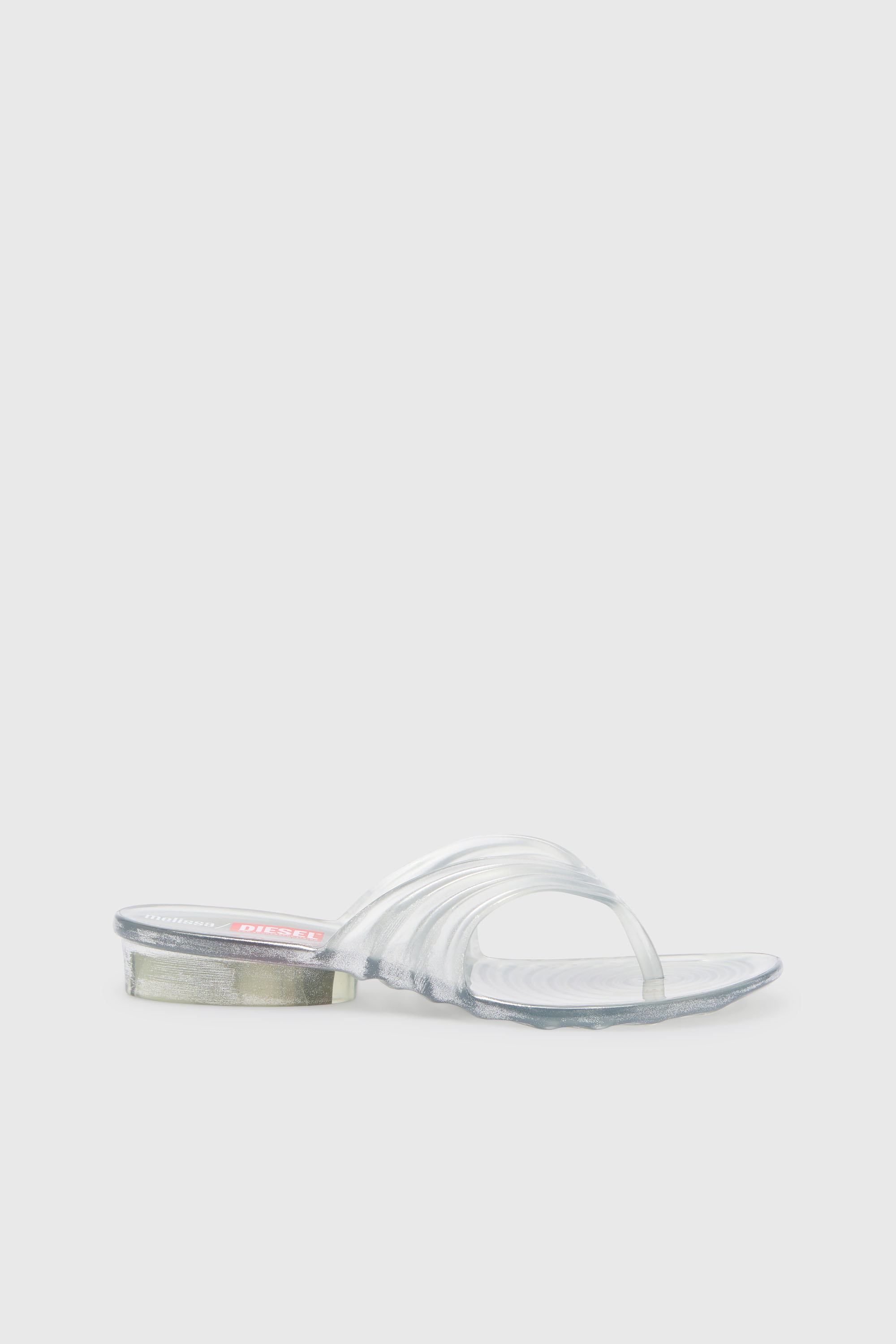 Diesel - MELISSA QUANTUM THONG, Damen K&uuml;nstlerisch gestaltete Flip-Flops aus Melflex&reg; in Silber - 1