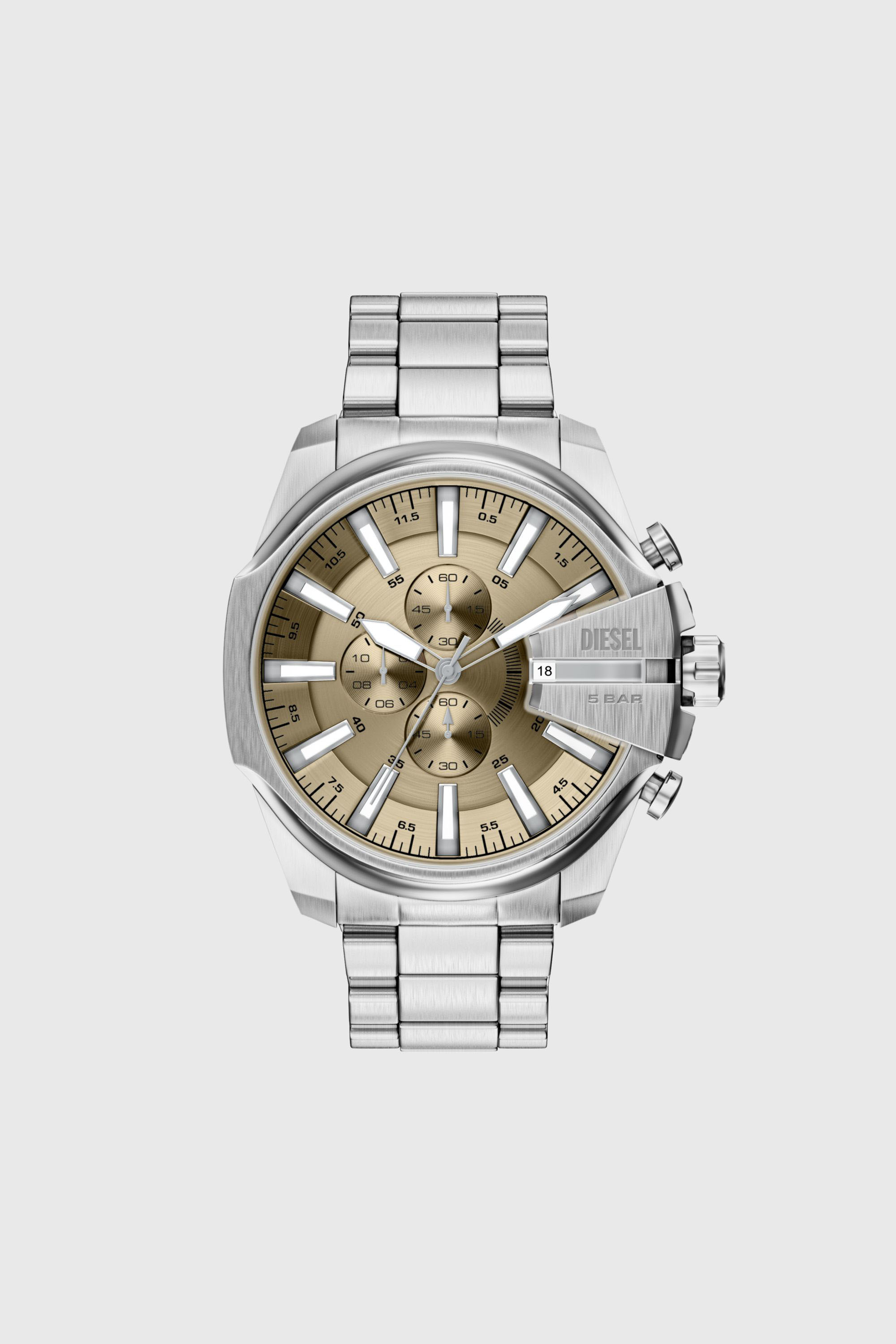 Diesel - DZ4702 WATCH, Herren Mega Chief Slim Edelstahl-Uhr in Silber - 1