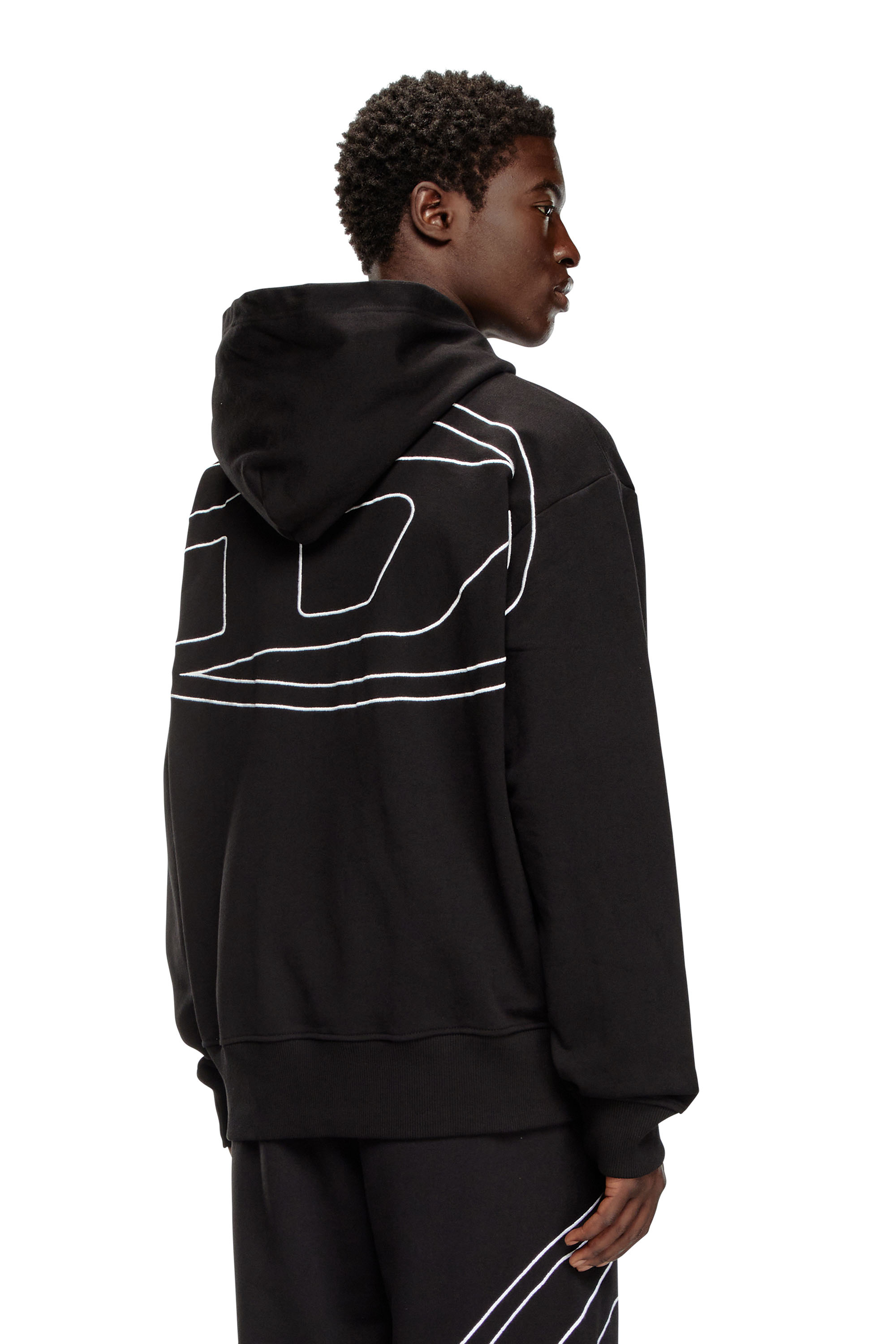 Diesel - S-MACS-HOOD-MEGOVAL-D, Herren Hoodie mit Logo-Stickerei in Schwarz - 3