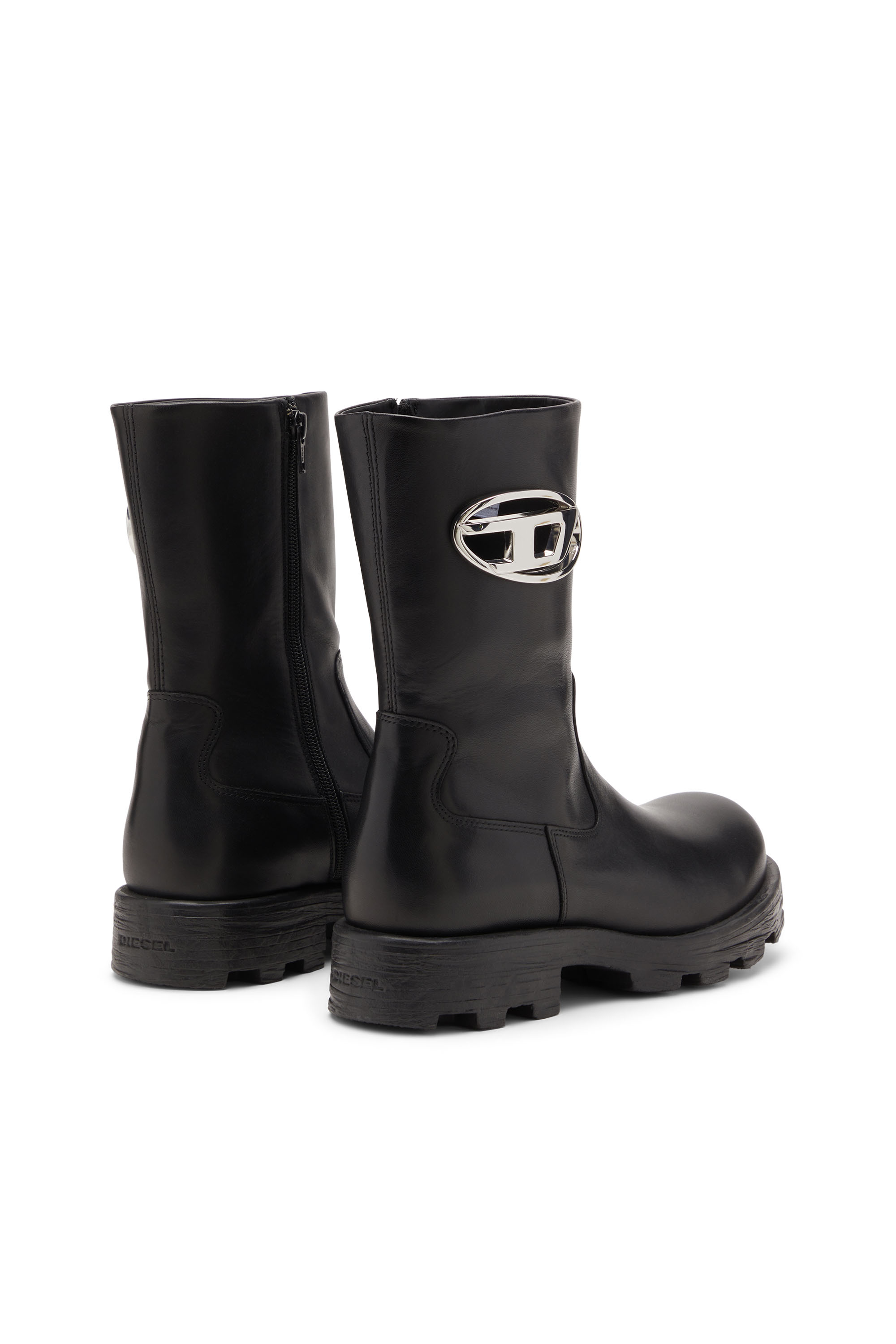 Diesel - D-HAMMER BKR D W, Damen D-Hammer-Bikerstiefel aus Hochglanzleder in null - 3