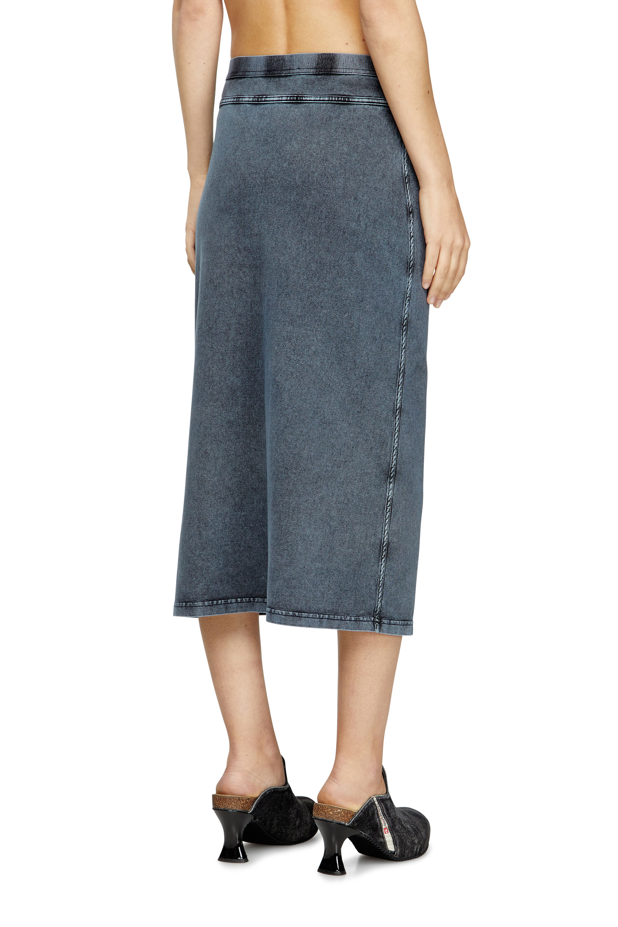 Diesel - O-ALLINE, Damen Midi-Rock aus Jersey in Denim-Optik in Dunkelblau - 4