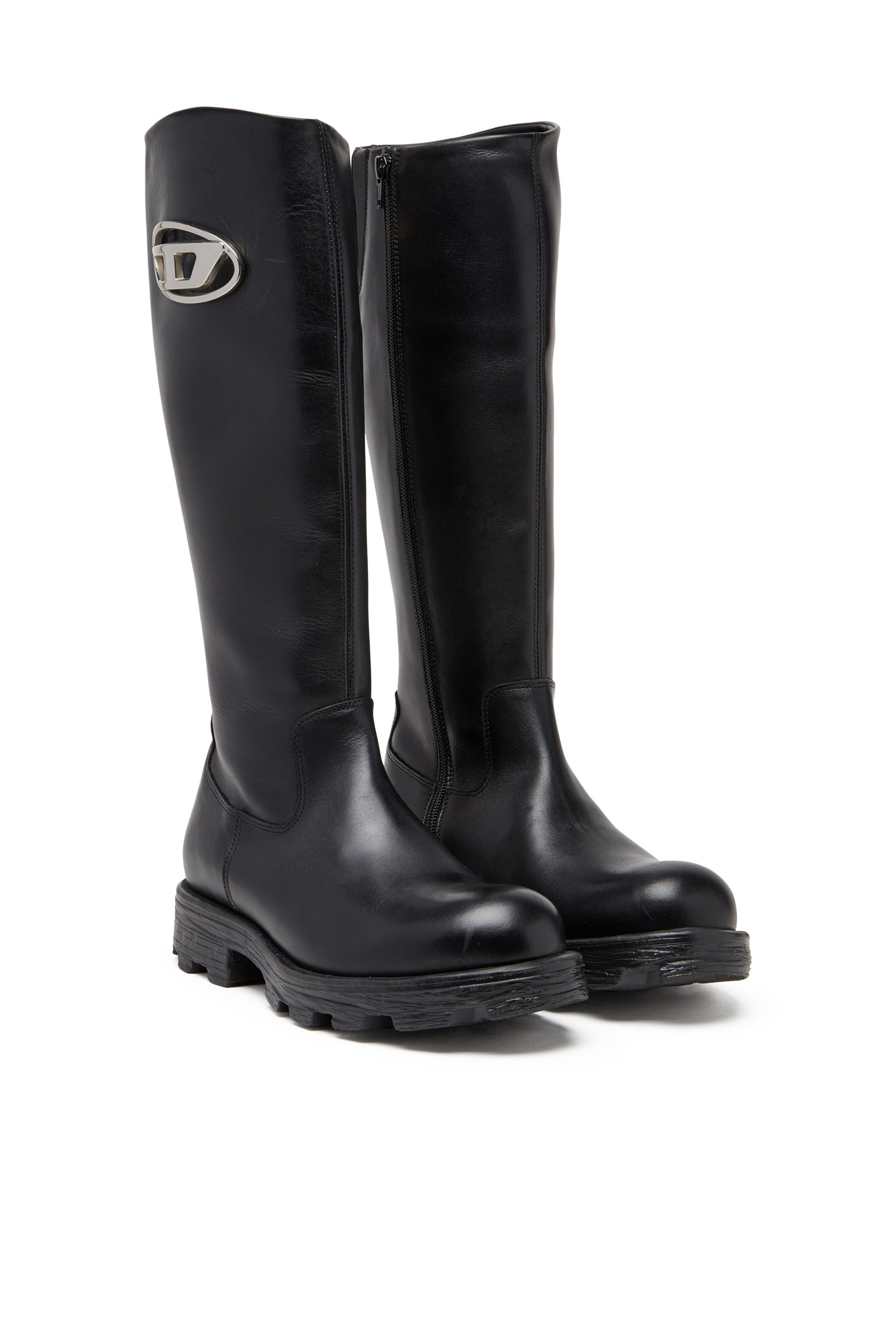 Diesel - D-HAMMER HB D W, Damen D-Hammer-Kniehohe Stiefel aus Leder in Schwarz - 2