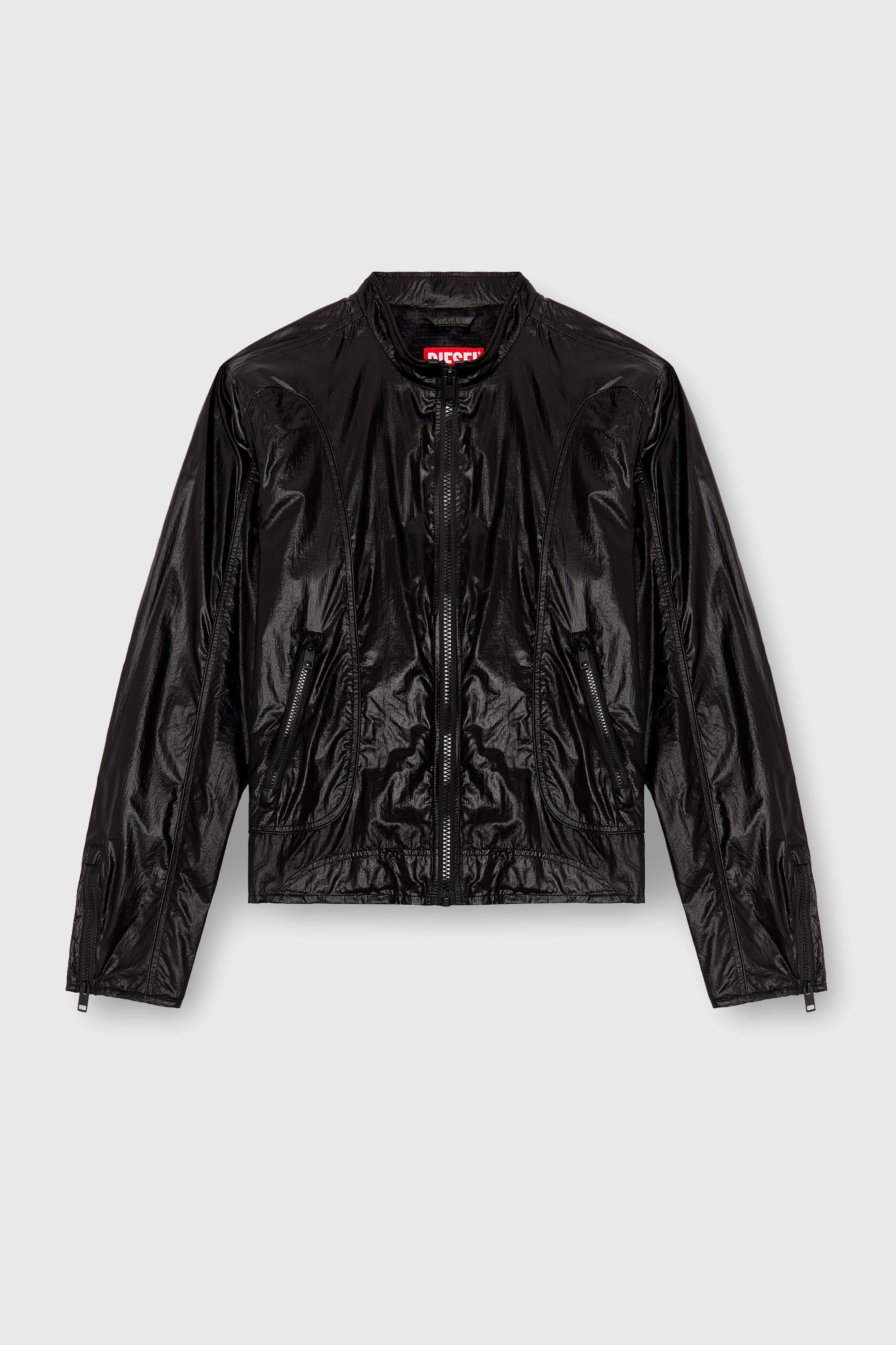 Diesel - J-CLAYS, Herren Biker-Jacke aus gl&auml;nzendem Ripstop in Schwarz - 2