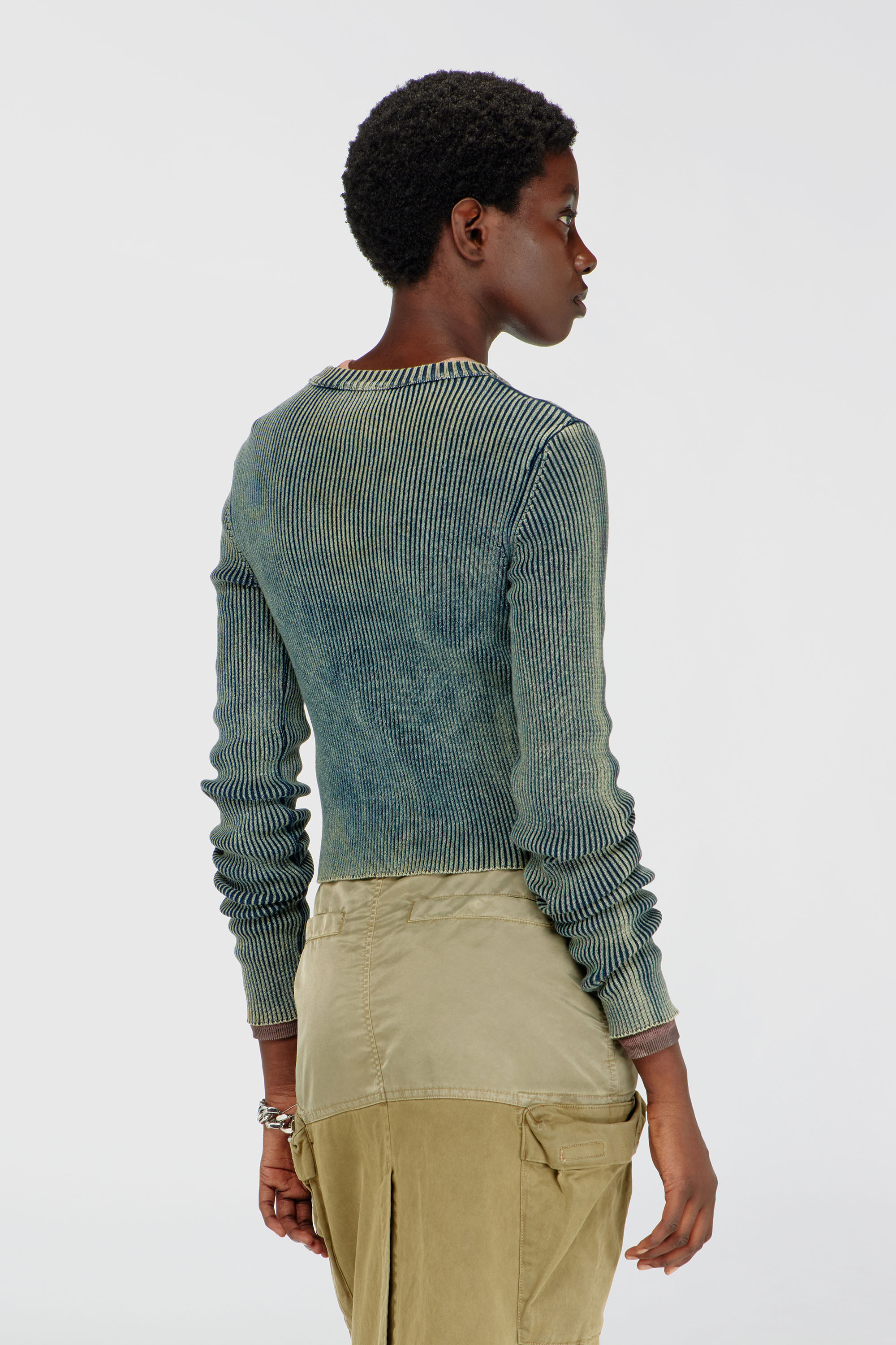 Diesel - M-ANCHOR-A, Damen Top aus Rippstrick mit Oval D in Dunkelblau - 4