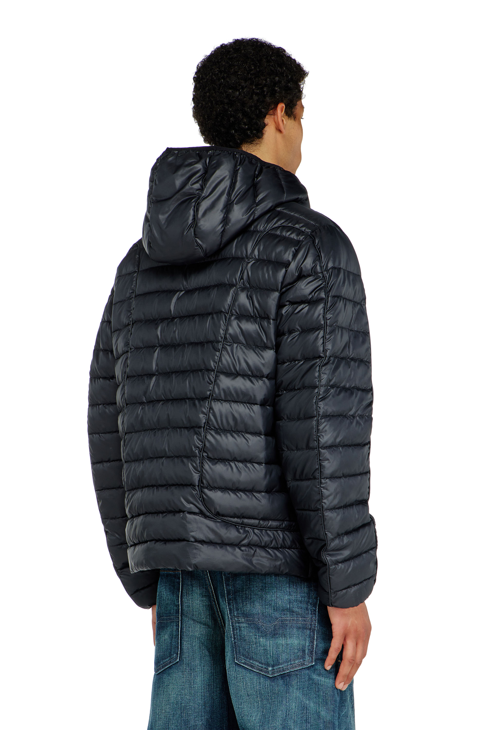 Diesel - W-STONE-WRD, Herren Steppjacke mit tonalen Paspeln in Schwarz - 4