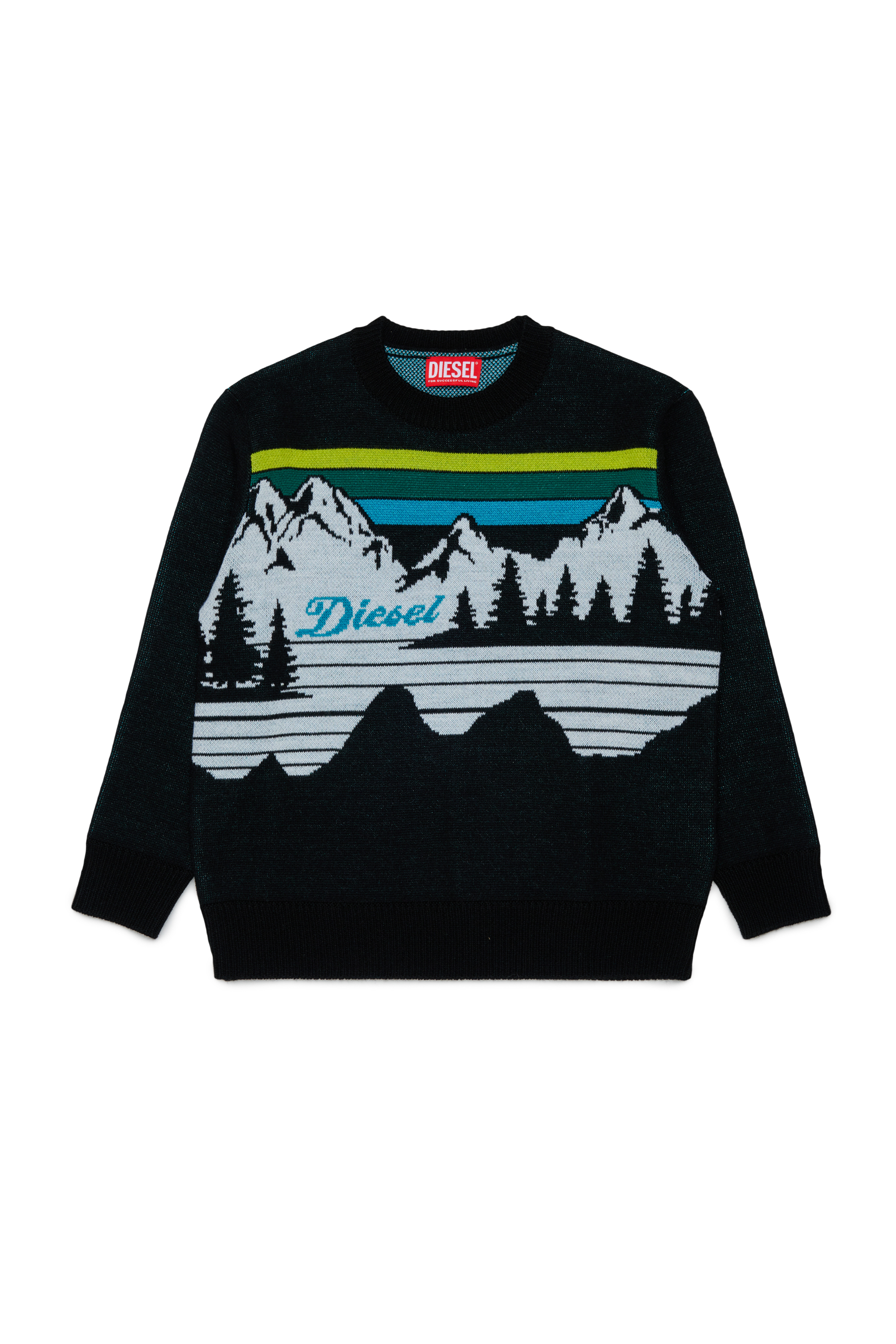 Diesel - KHILES OVER, Unisex's Wool-blend jumper with mountain motif in Black - 1