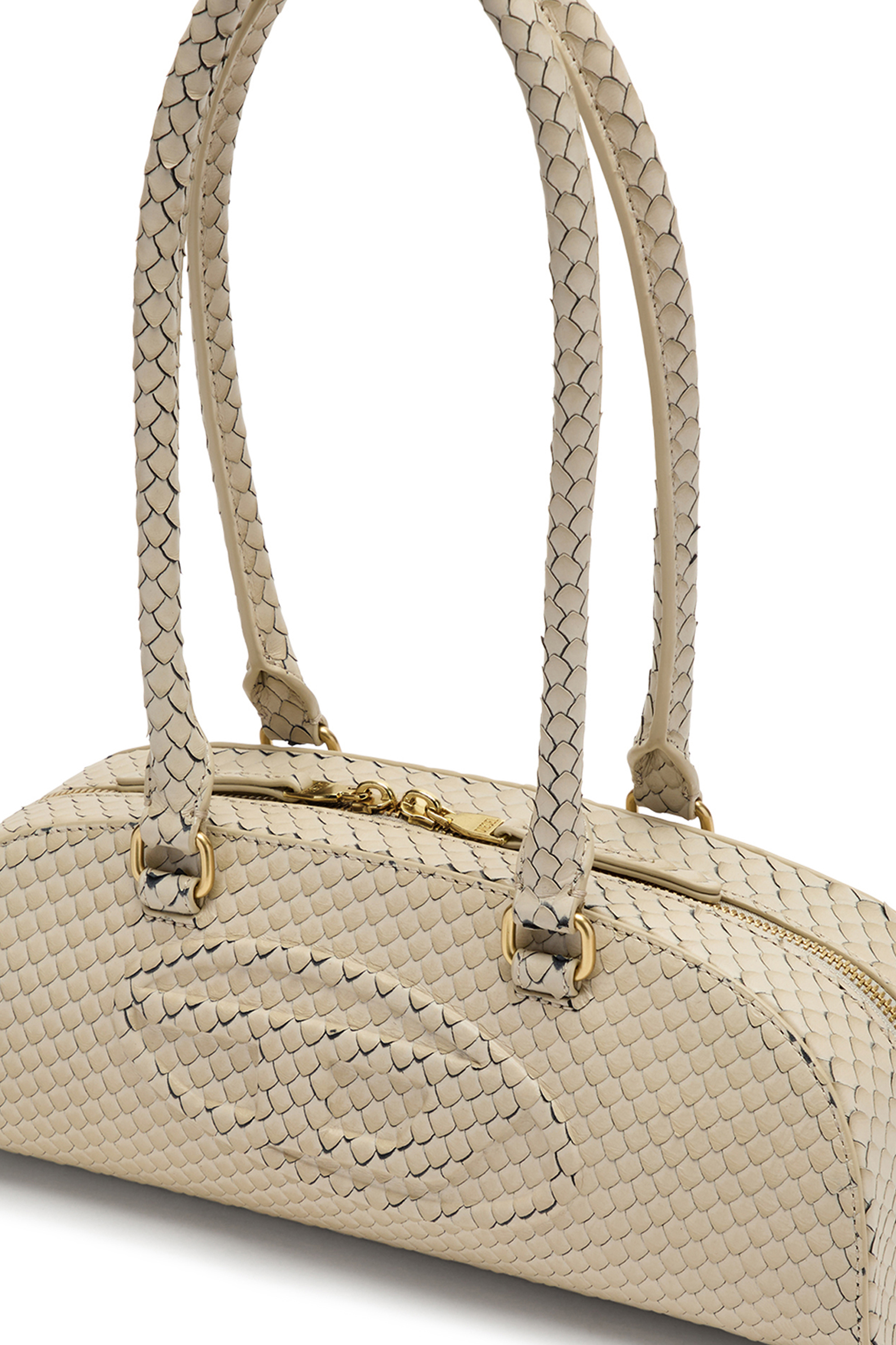 Diesel - 1DR DOME SHOULDER EW, Damen 1DR Dome-Langgezogene Bowlingtasche aus strukturiertem Leder in Beige - 5