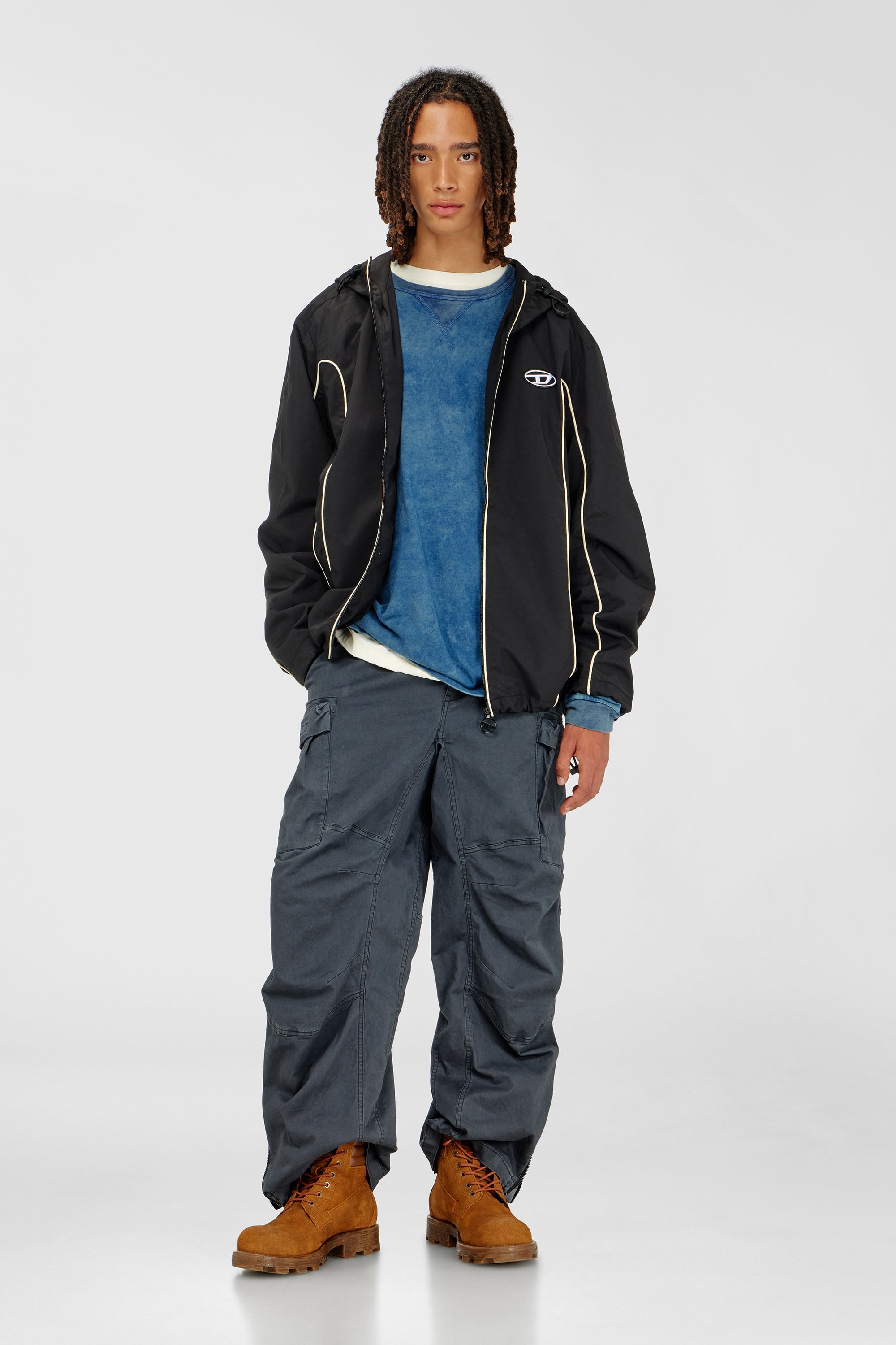 Diesel - J-HIVES, Herren Windjacke mit Kontrastpaspelierung in Schwarz - 2