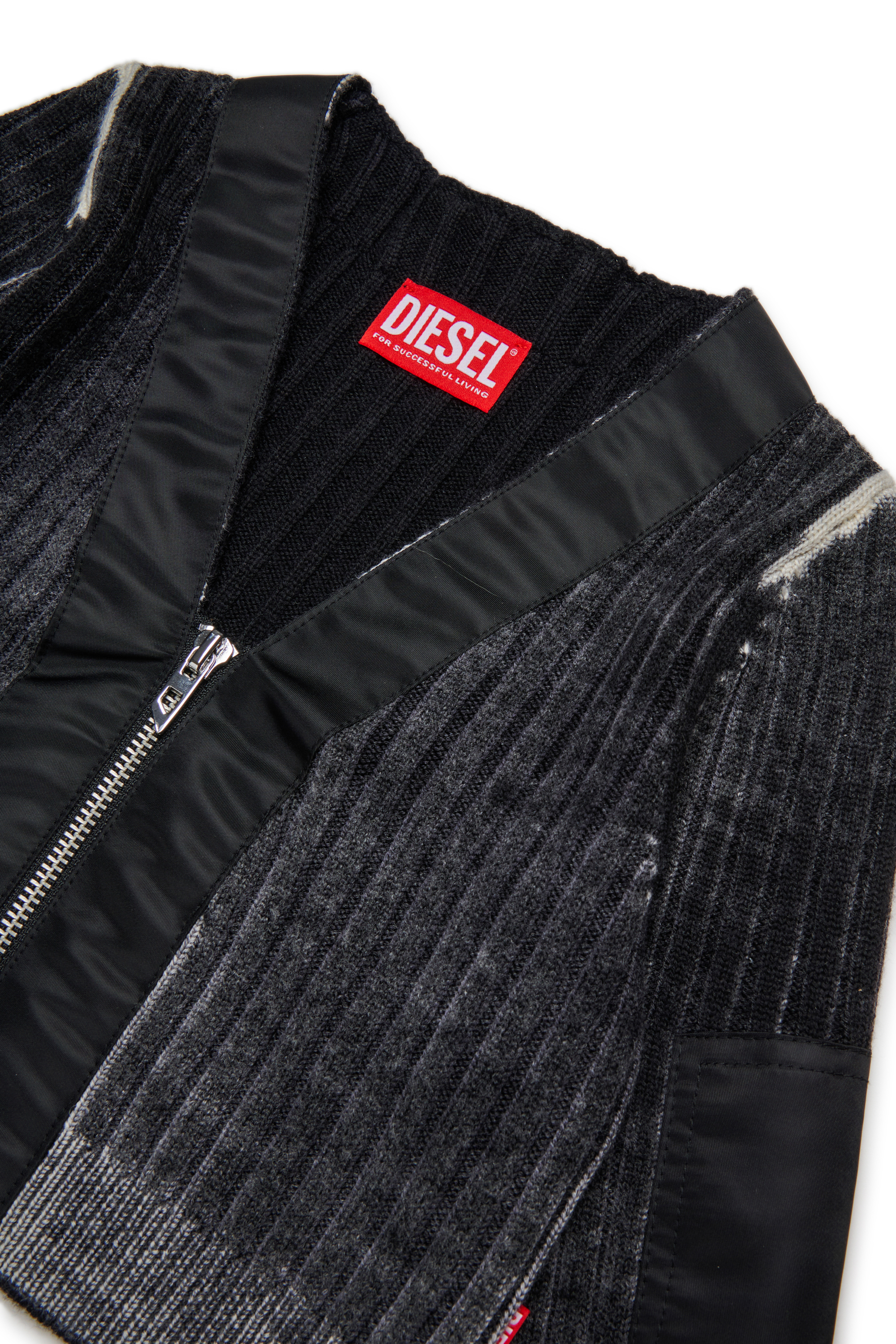 Diesel - KMASERA, Woman's Wool sweater with front zipper in Black - 3