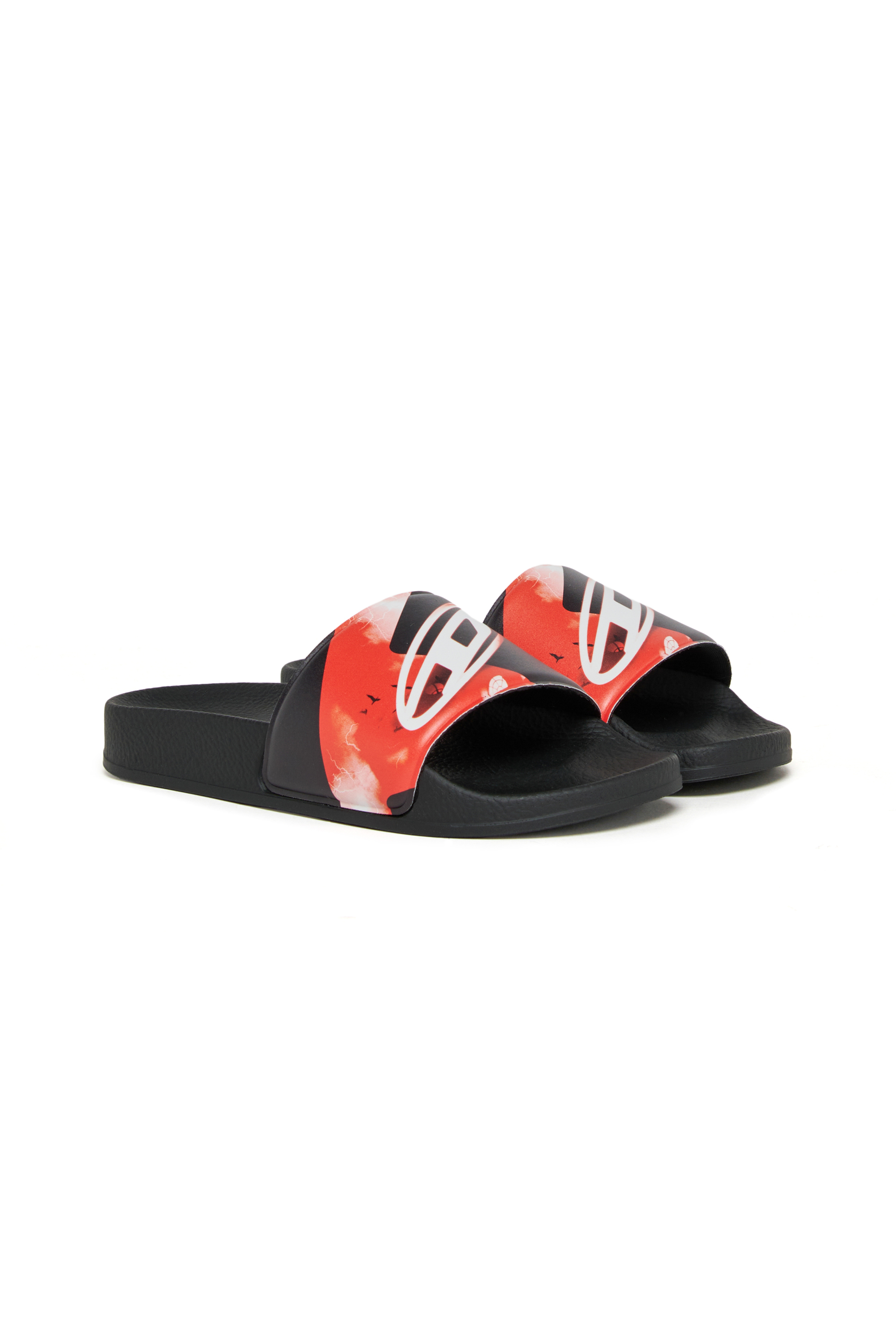 Diesel - SA-BWDIGF, Unisex SA-BWDIGF-Slides mit verzogenem Logo in Schwarz - 2