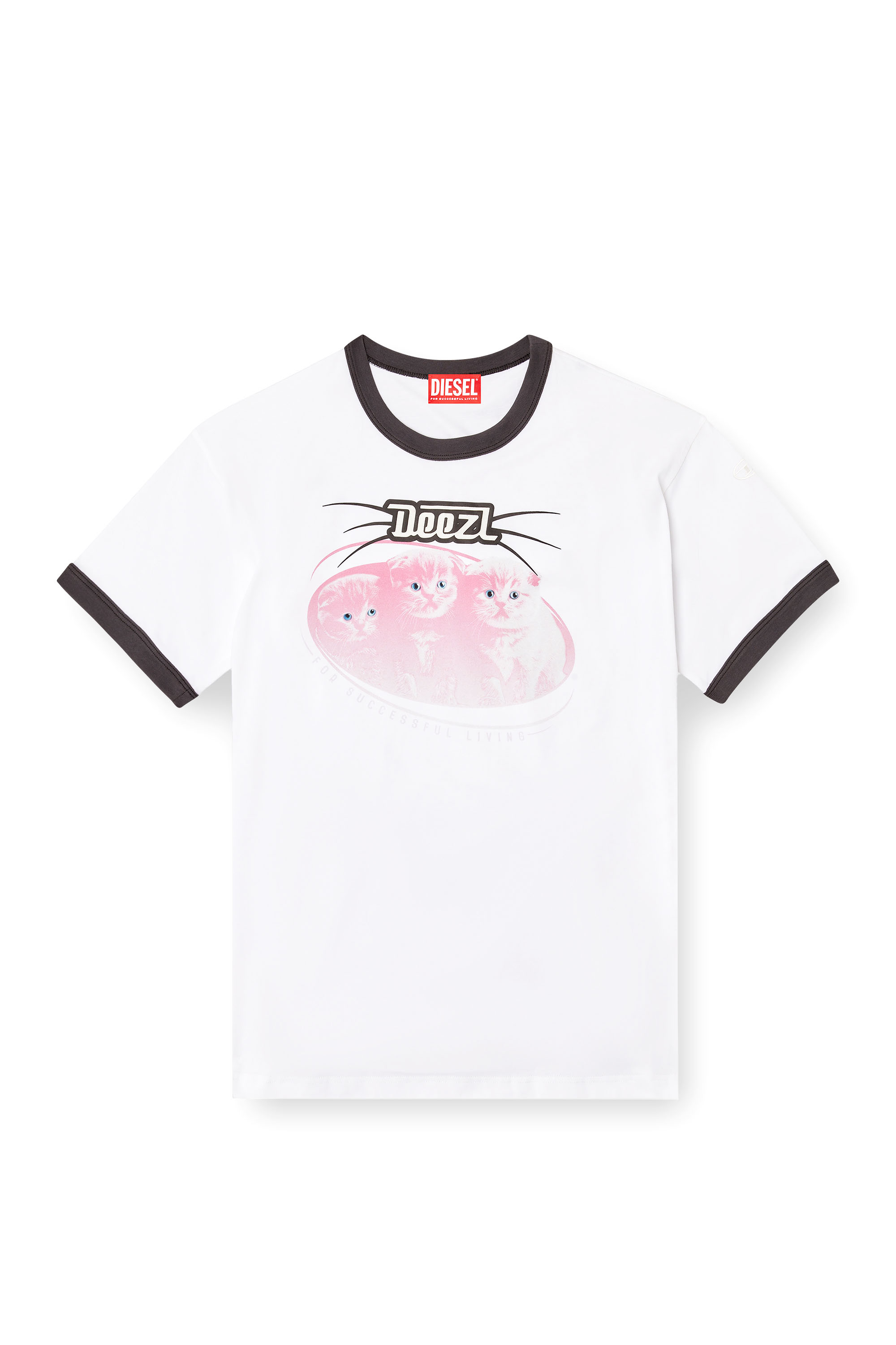 Diesel - T-NORM-CUFF, Herren Baumwoll-T-Shirt mit Digitaldruck in Weiß - 2