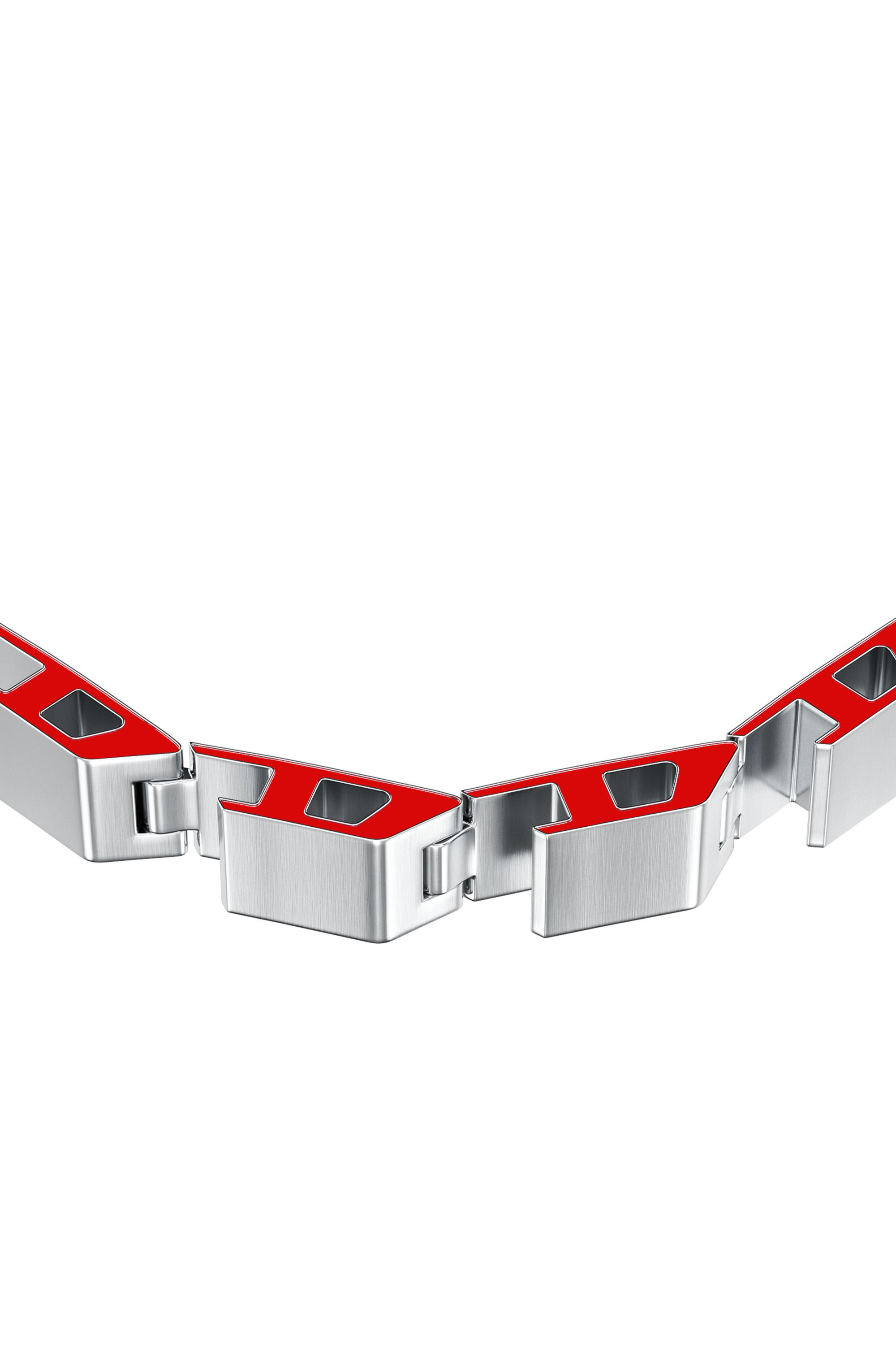 Diesel - DX1690040 JEWELLERY, Unisex Edelstahlarmband in Silber/Rot - 3