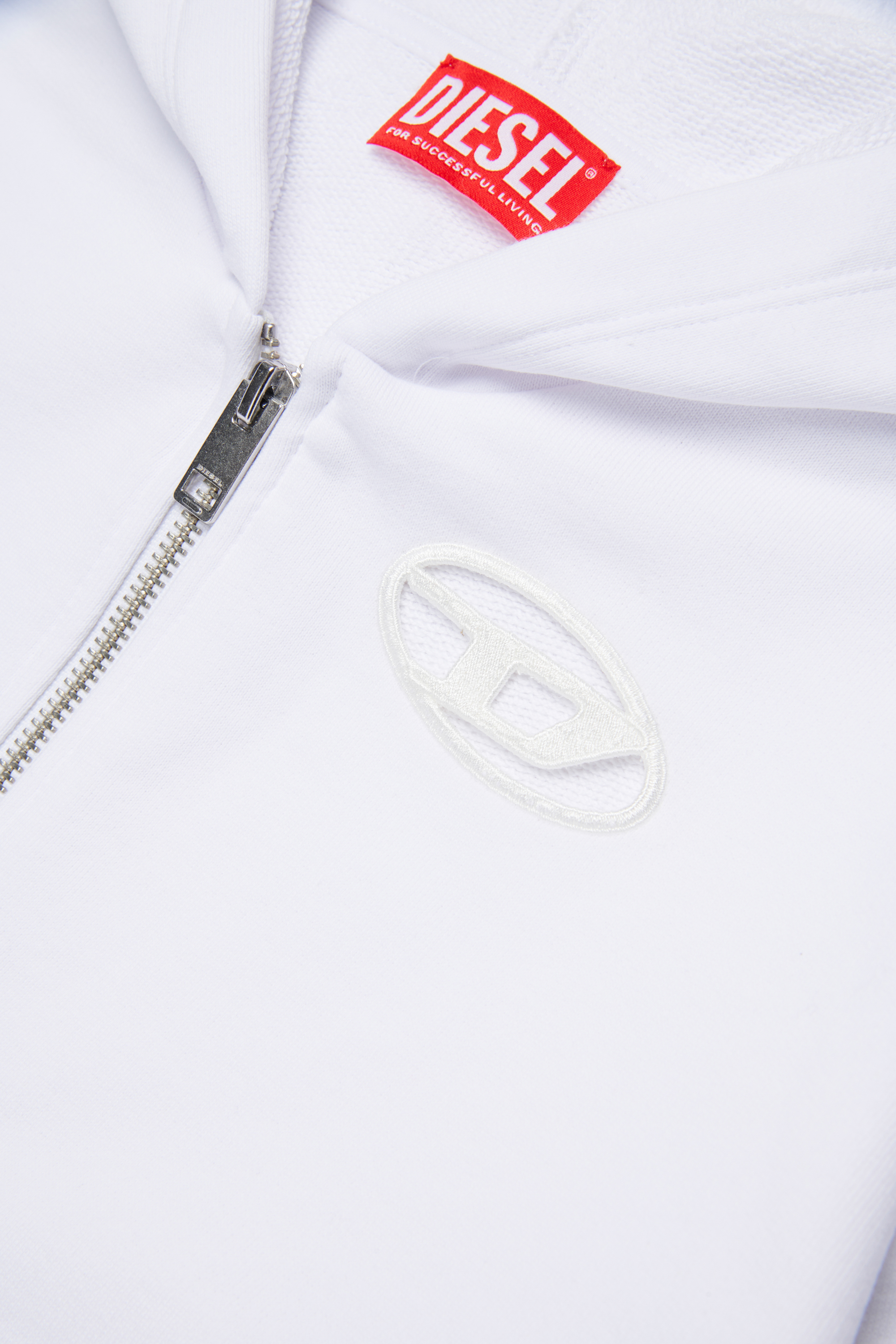 Diesel - SFPERU, Damen Kapuzenpullover mit Reißverschluss und Cutout-Oval D-Logo in Weiß - 4