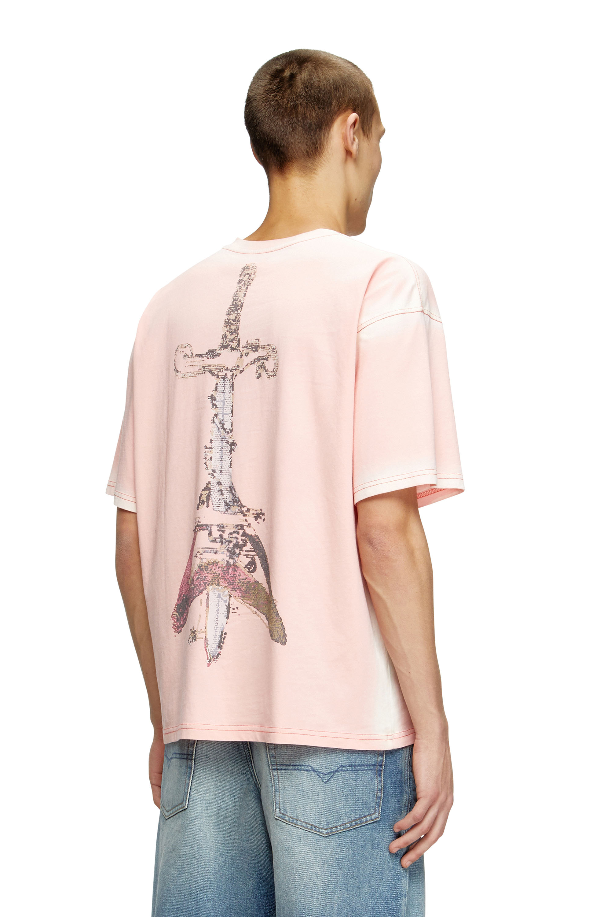 Diesel - T-BOXT-T10, Herren T-Shirt mit Schwert-Print in Rosa - 4
