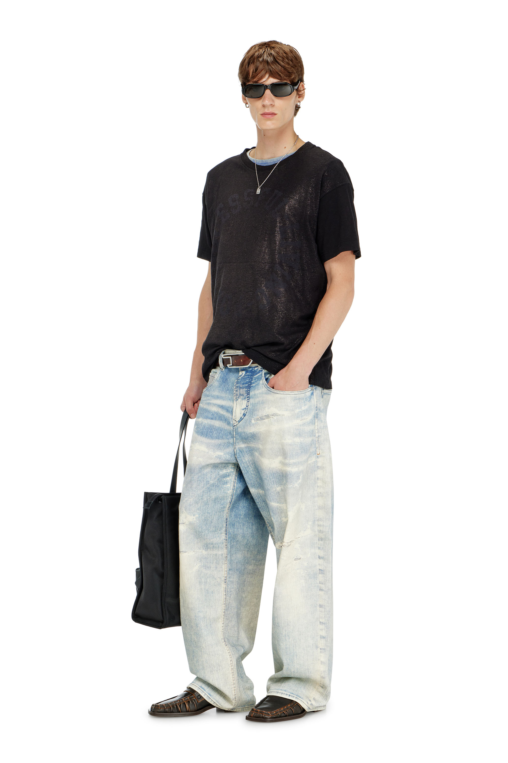Diesel - T-NORM-AA2, Herren Baumwoll-T-Shirt mit Rundhalsausschnitt und Folienprint in Schwarz - 1