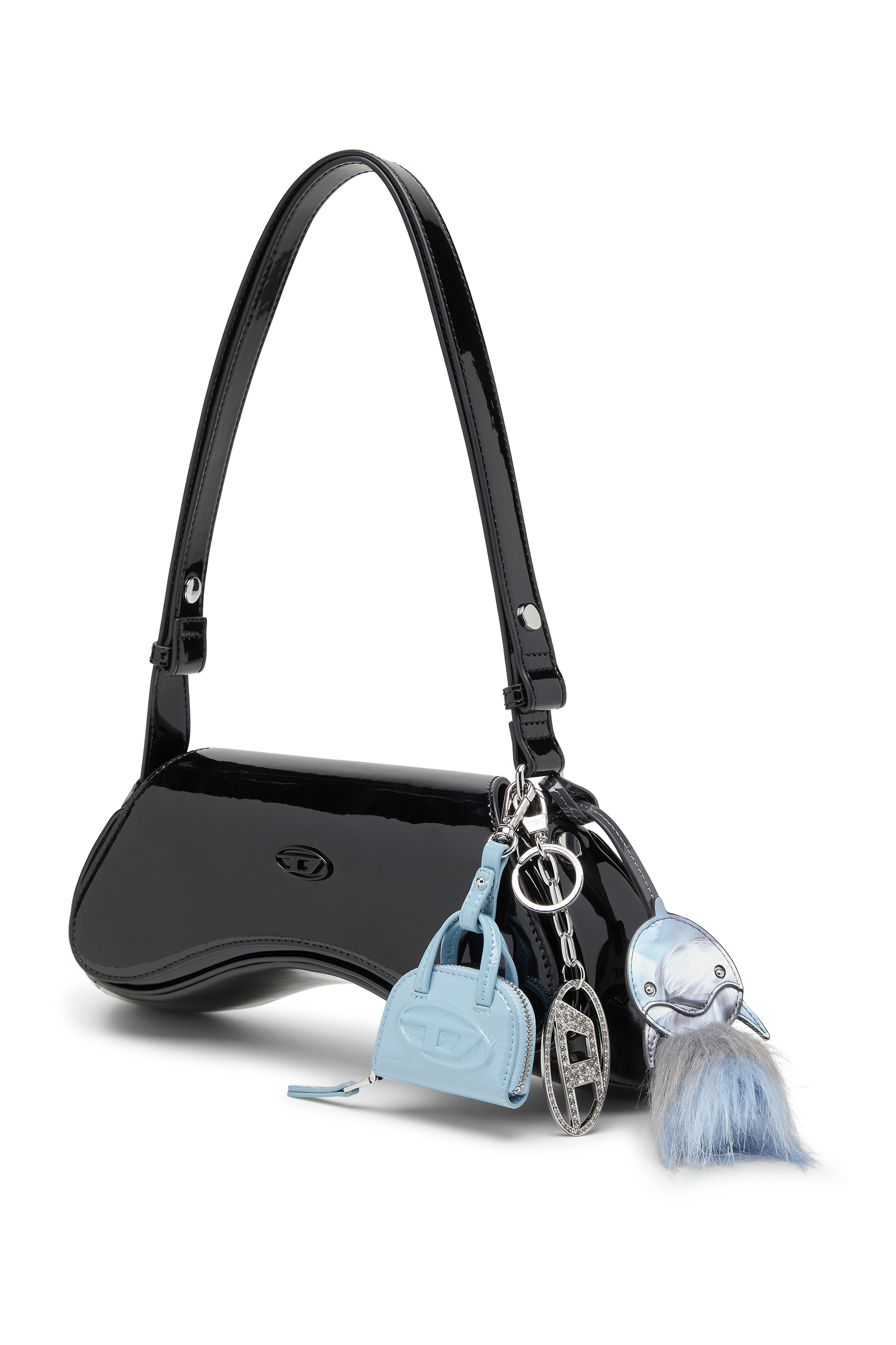 Diesel - HOLY-C, Damen Oval D-Schlüsselanhänger aus Metall mit Strass in Silber - 3