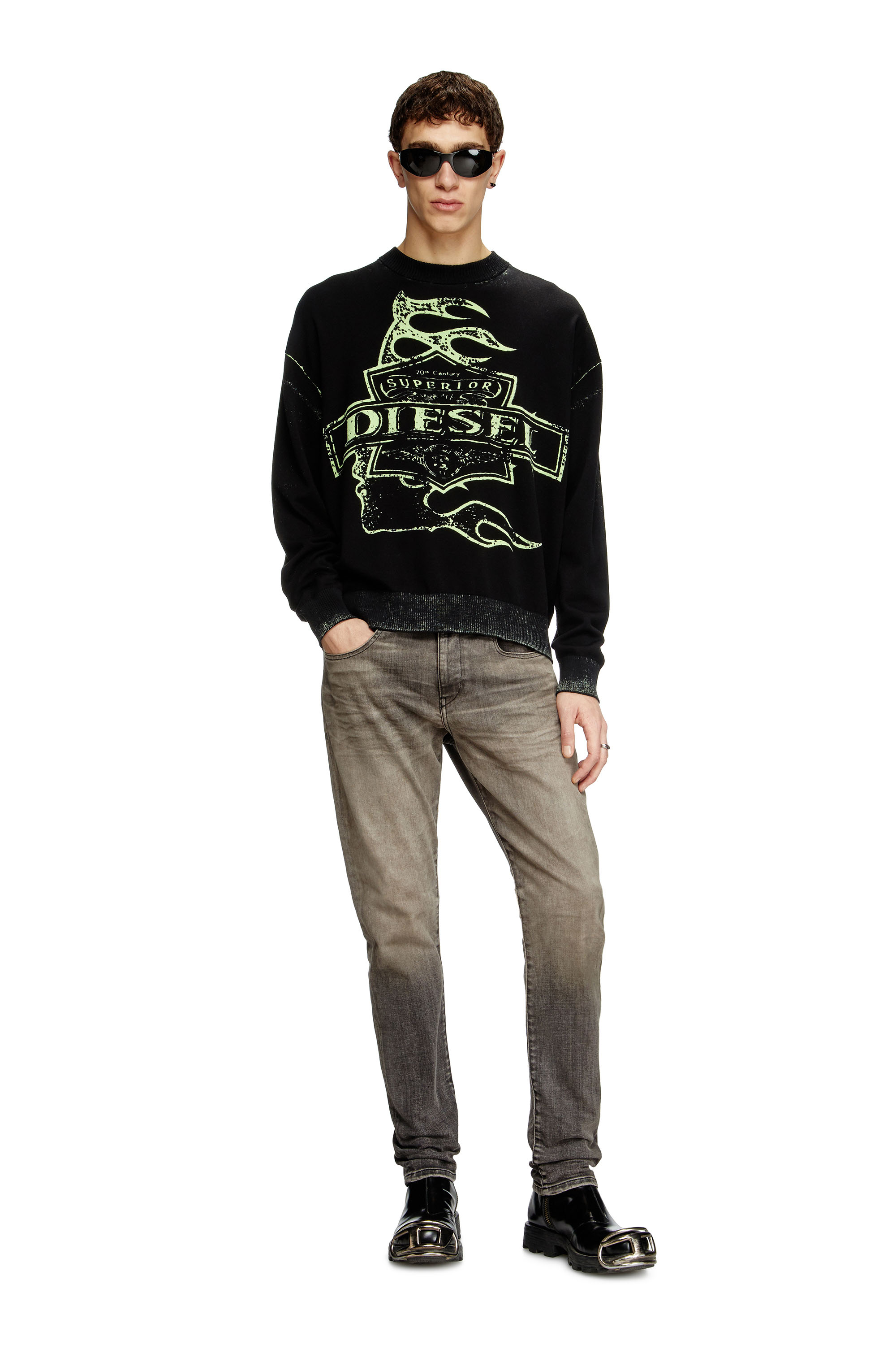 Diesel - K-BELEZ, Herren Logo-Pullover mit Reverse-Print in Schwarz - 2