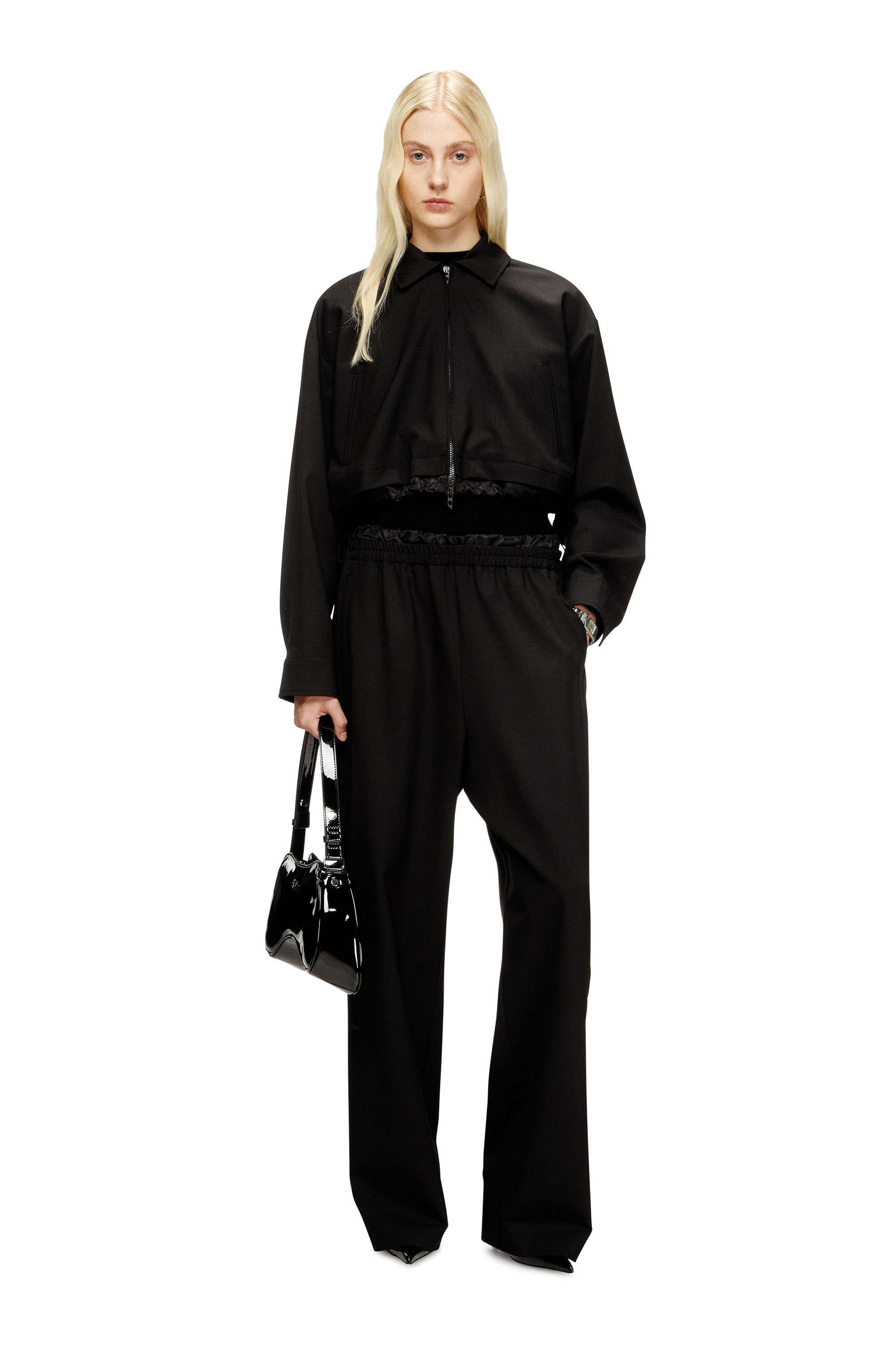 Diesel - J-TING-FEM-R2, Damen Verkürzte Jacke aus Schneiderstoff und Nylon in Schwarz - 2