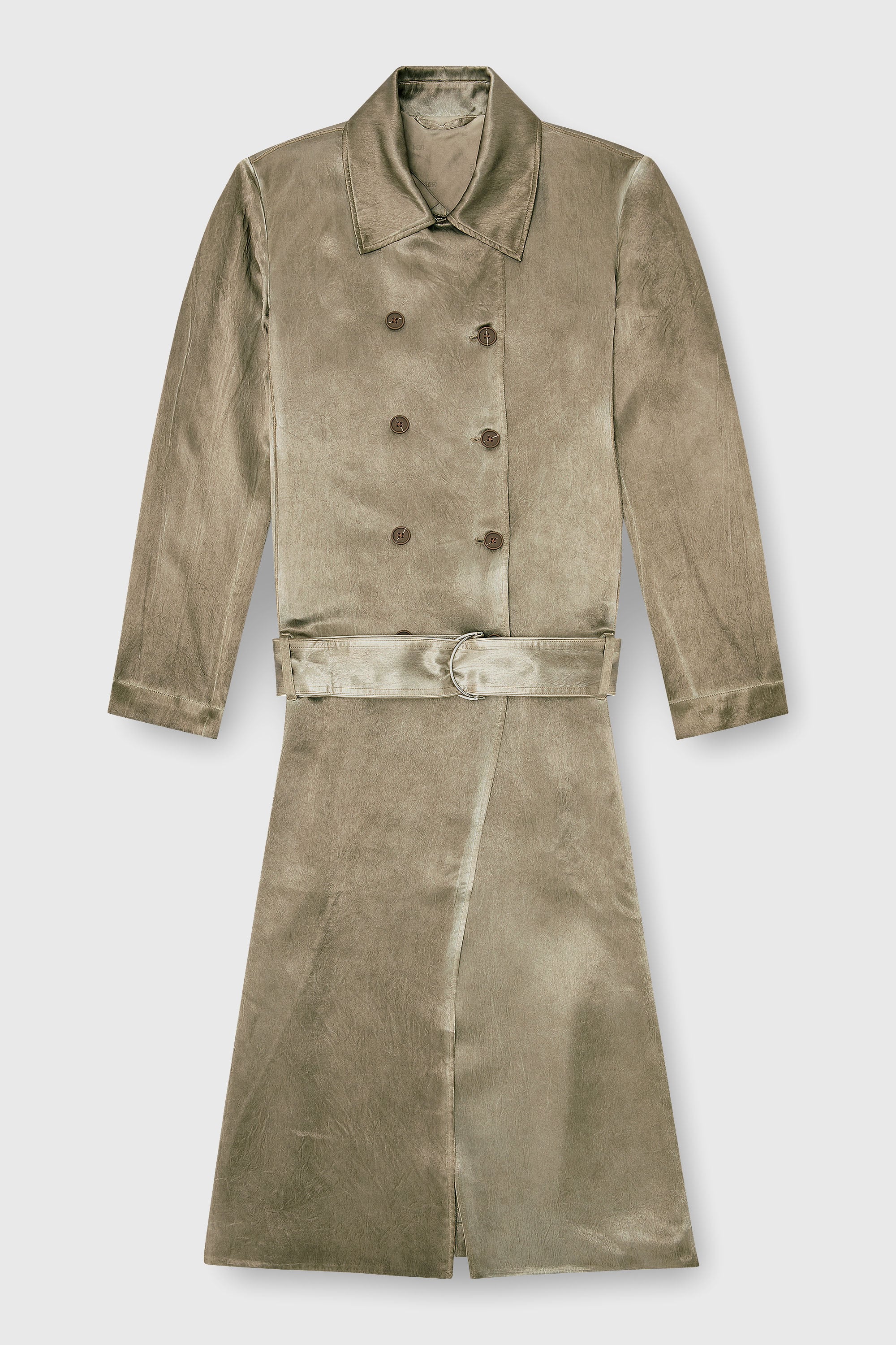 Diesel - G-LADES, Woman's Trench coat in wrinkled satin in Light Brown - 2