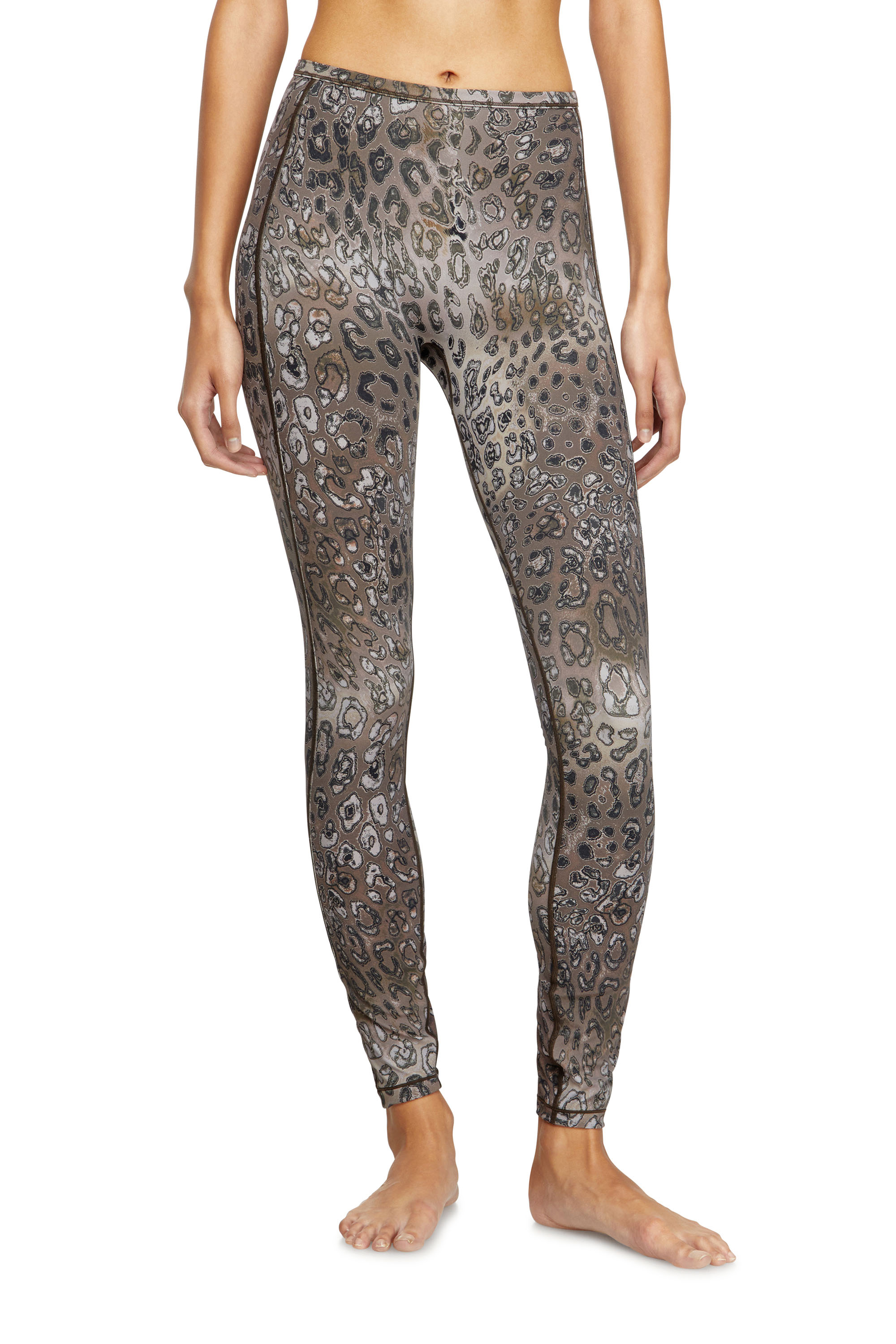 Diesel - MEREDITH-UTLT, Damen Nylon-Leggings mit Leopardenmuster in Braun/Beige - 2