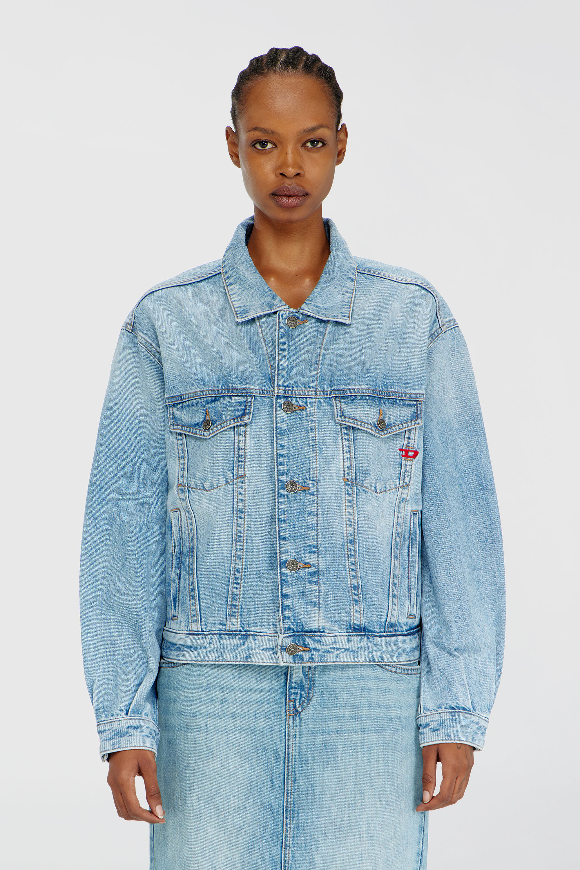 Diesel - D-RANGER, Unisex Trucker-Jacke aus denim in Hellblau - 6