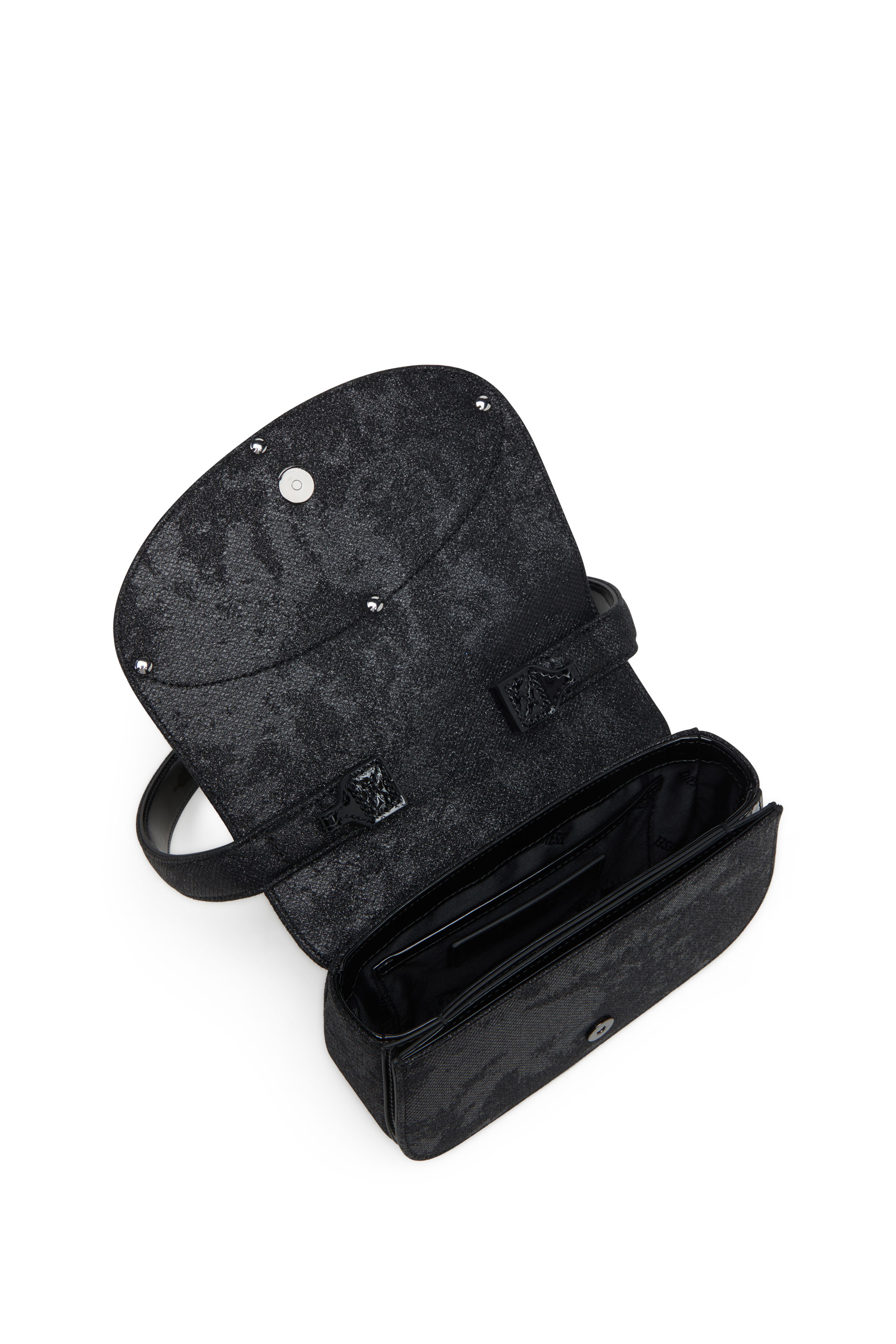 Diesel - 1DR, Damen 1DR-Ikonische 1DR-Tasche aus Glitter-Camo-Lurex in Schwarz - 3