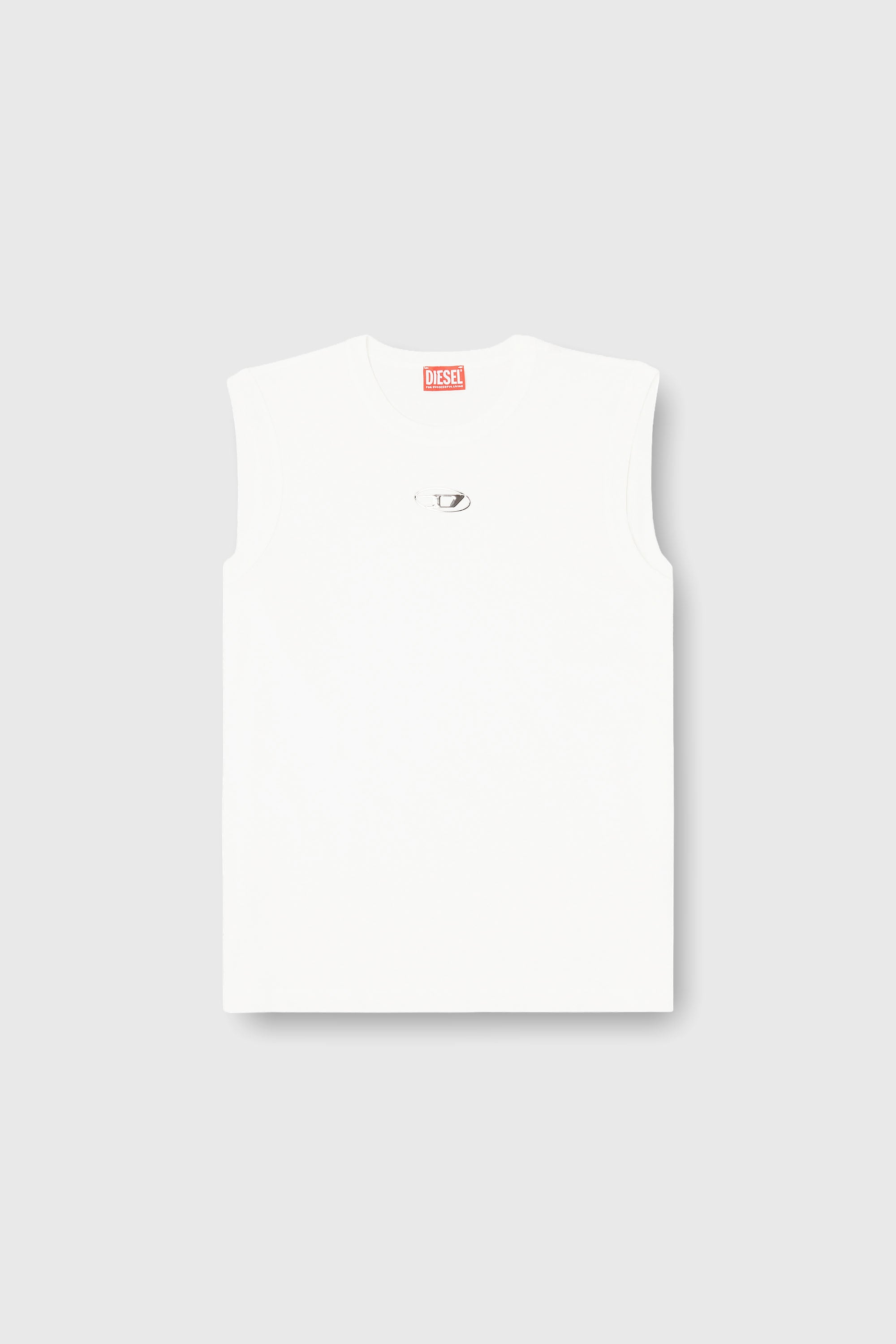 Diesel - T-BISCO-IOD, Herren Baumwoll-Tanktop mit ovalem D-Logo in Metallic-Optik in Wei&szlig; - 2