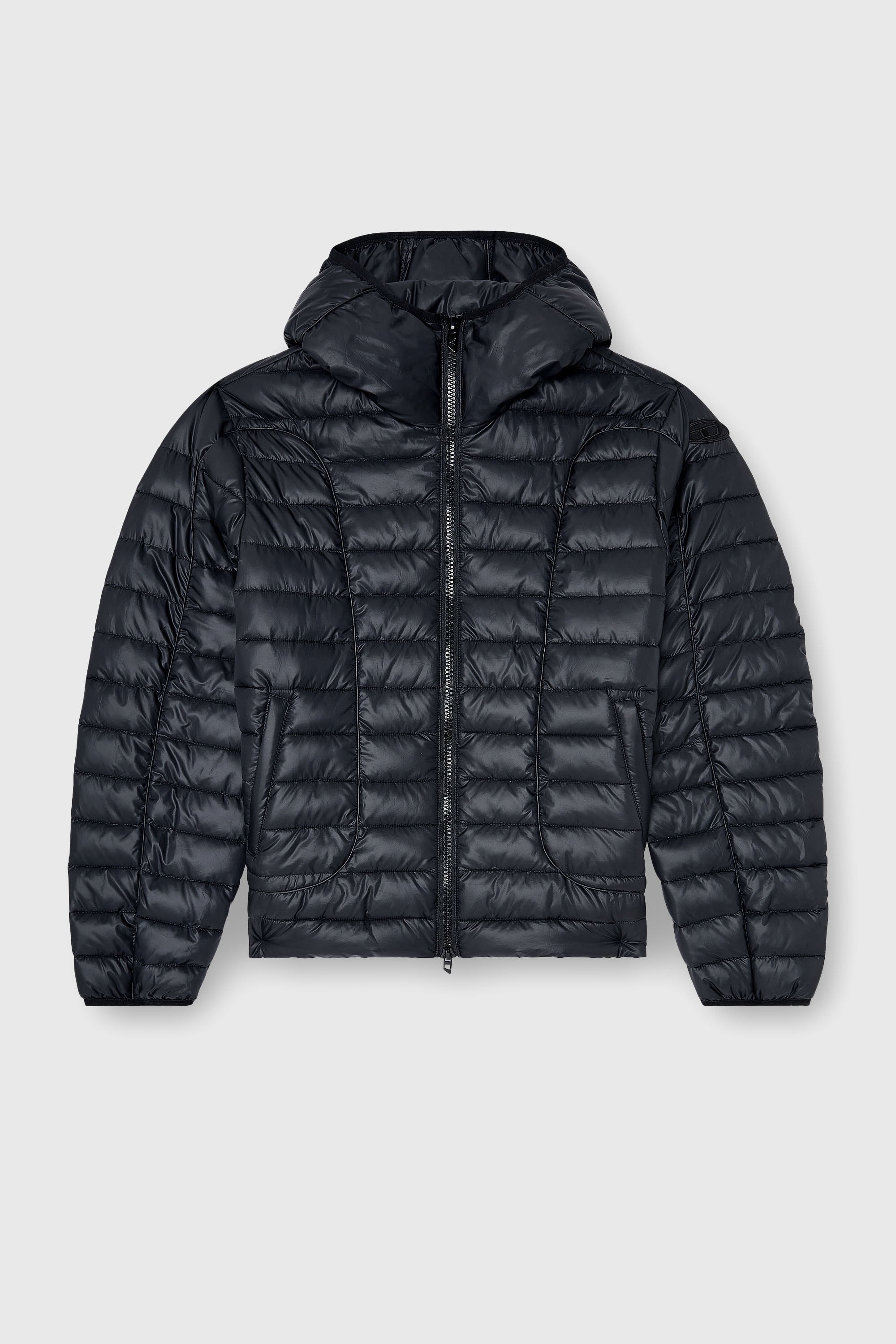 Diesel - W-STONE-WRD, Herren Steppjacke mit tonalen Paspeln in Schwarz - 2