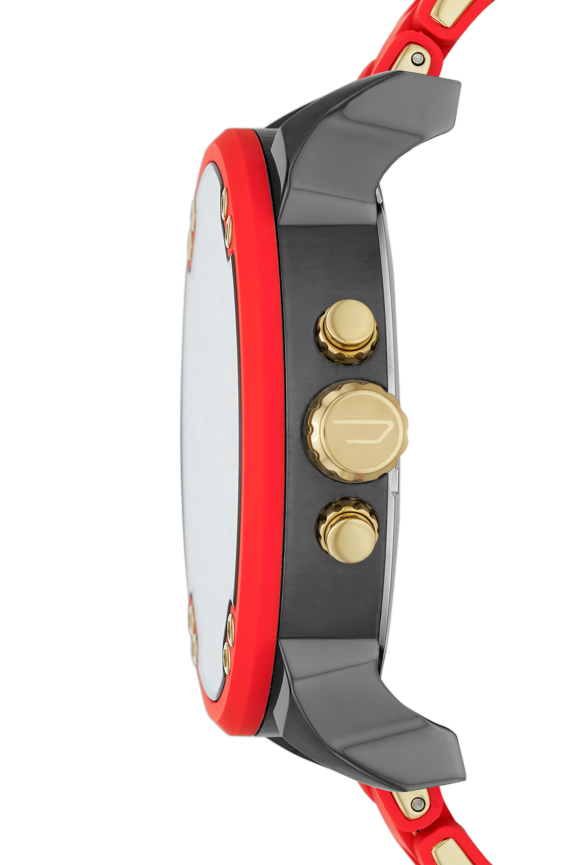 Diesel - DZ7430, Herren Mr.&nbsp;Daddy 2.0-Armbanduhr mit zwei Zeigern und Armband aus Edelstahl und Silikon in Rot - 3