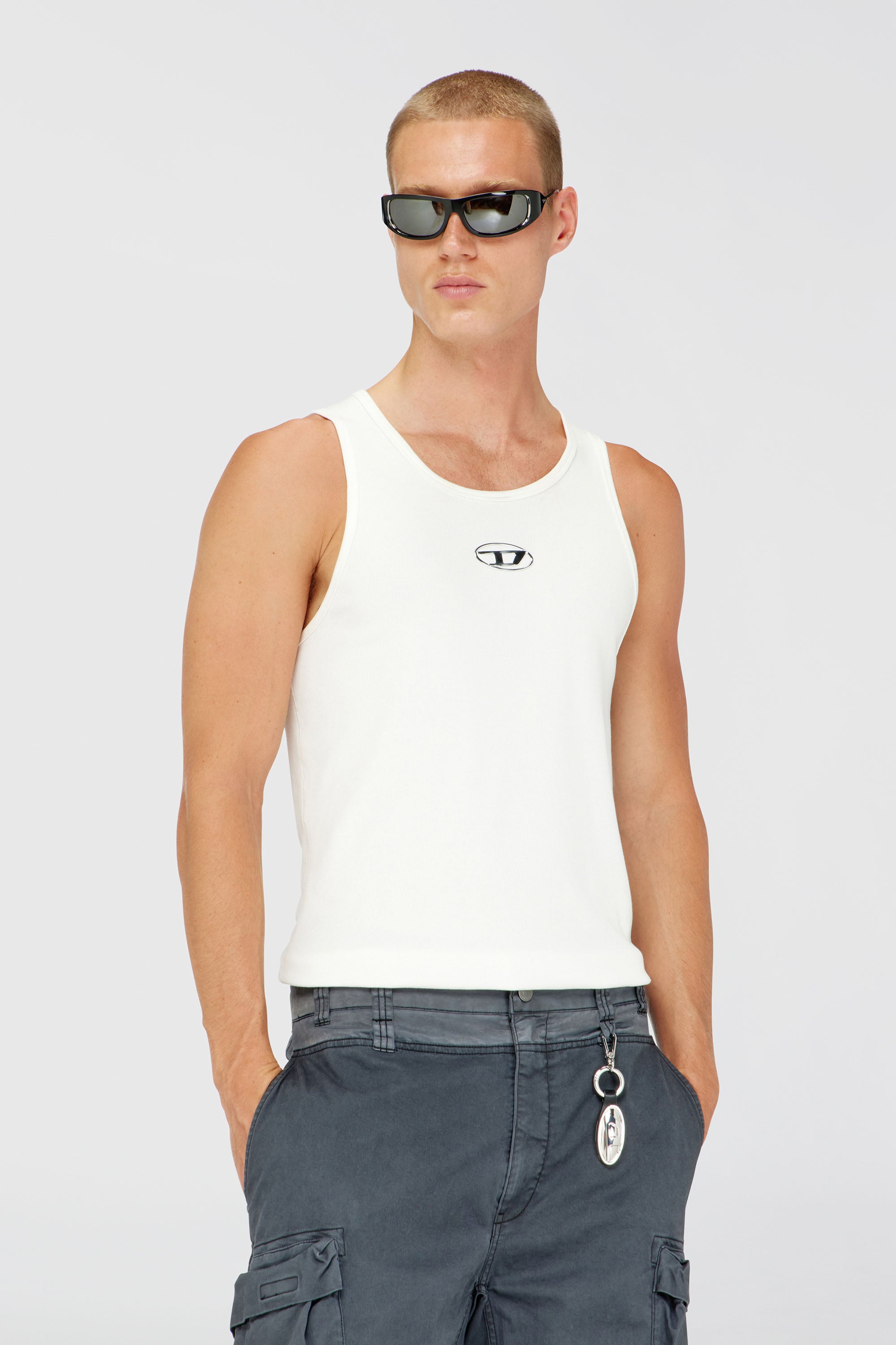 Diesel - T-LIFTY-IOD, Herren Baumwoll-Tanktop mit Logo in Wei&szlig; - 1