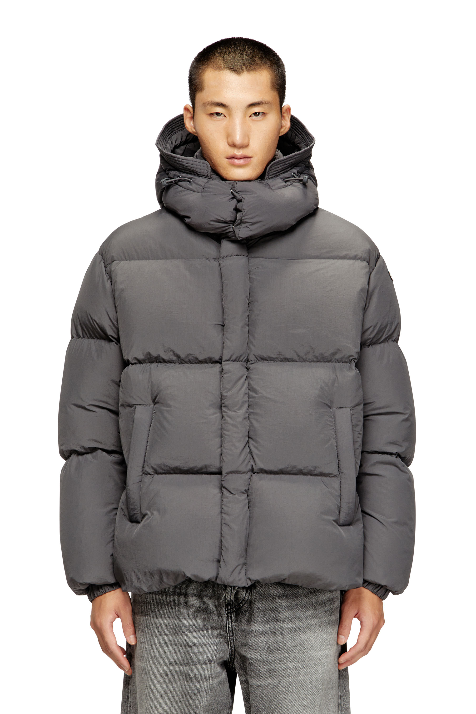 Diesel - W-ROLFYS, Herren Daunenjacke aus Recycling-Nylon-Taslan in Grau - 1