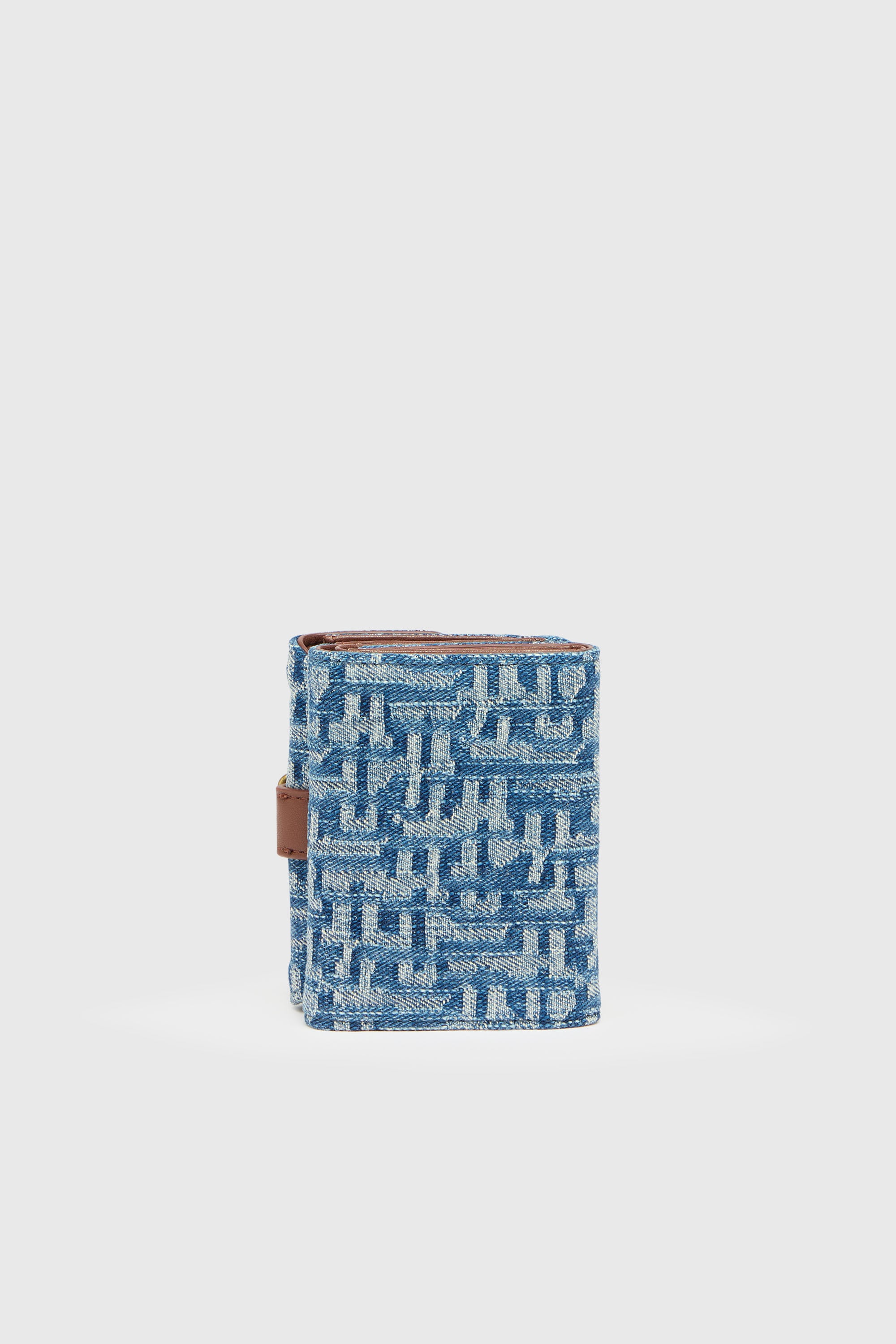 Diesel - D-LINE TRI FOLD COIN XS II, Damen Tri-fold-Geldb&ouml;rse aus Monogram-Denim mit G&uuml;rtel-Detail in Blau - 2