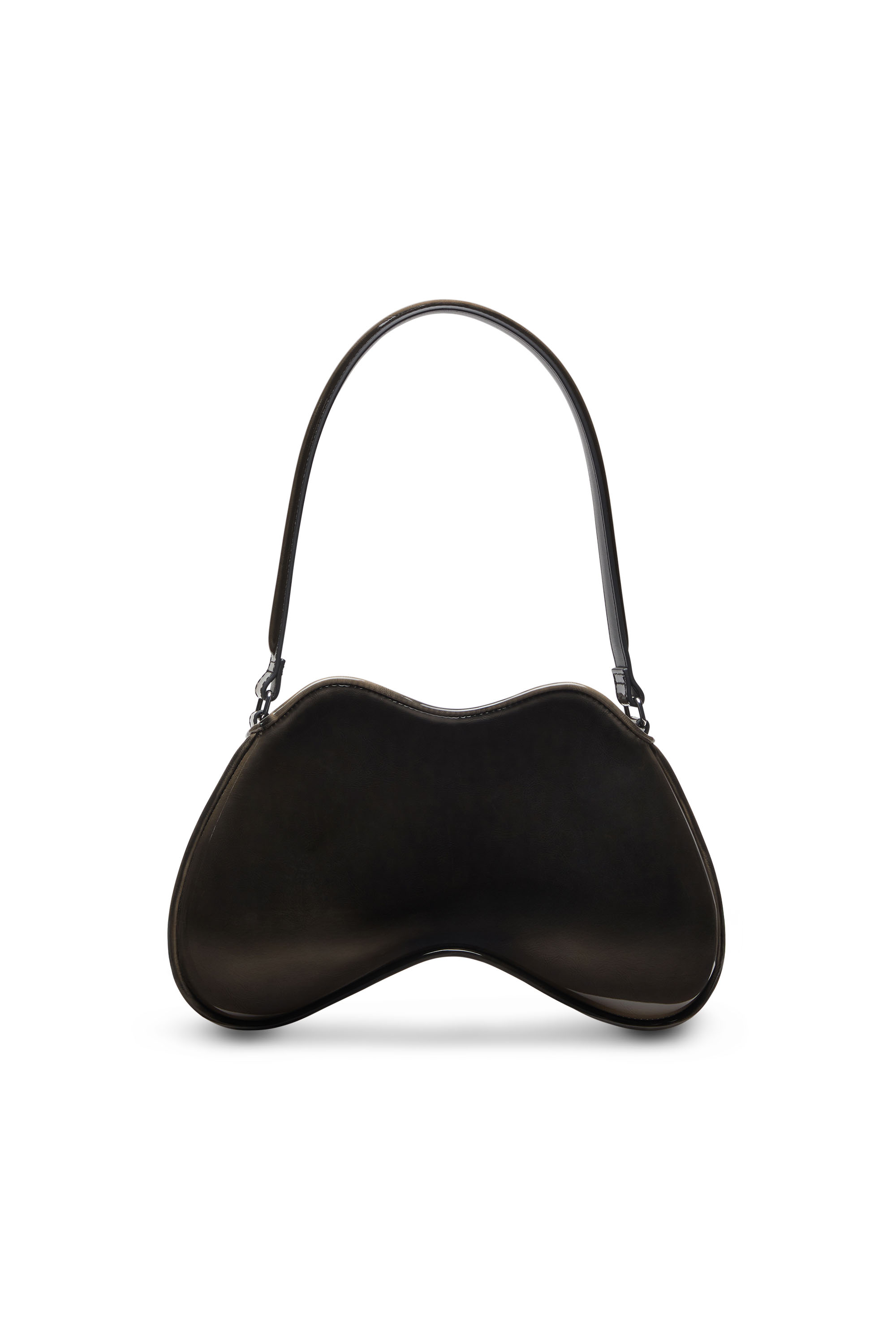 Diesel - DOUBLE-D SHOULDER, Damen Double-D-Feste Schultertasche mit aus glänzendem Dégradé-PU in Schwarz/Bronze - 3