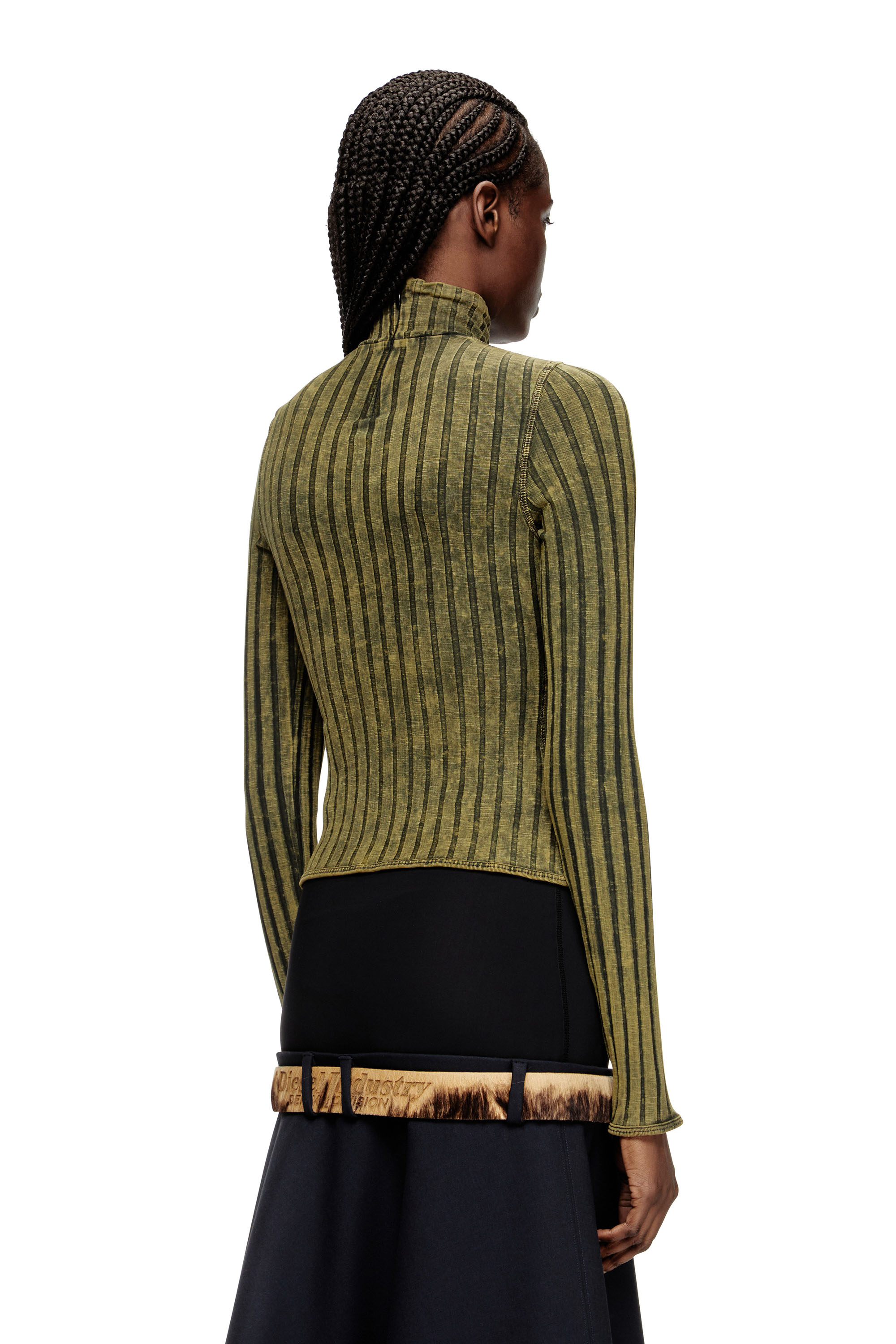 T-CLAWA, Grün Diesel - T-CLAWA, Damen Pullover aus behandeltem Jersey mit breitem Rippenstrick in Grün - 4