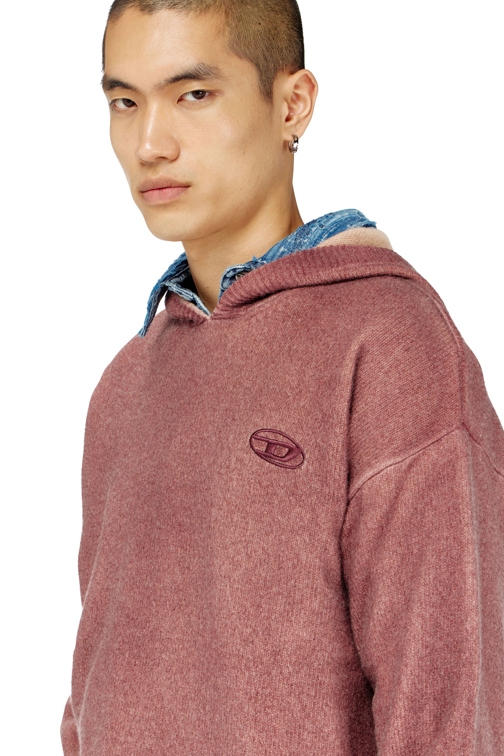 Diesel - K-PICKLED, Herren Doppelt gef&auml;rbtes Hoodie aus Wollmischstrick in null - 4